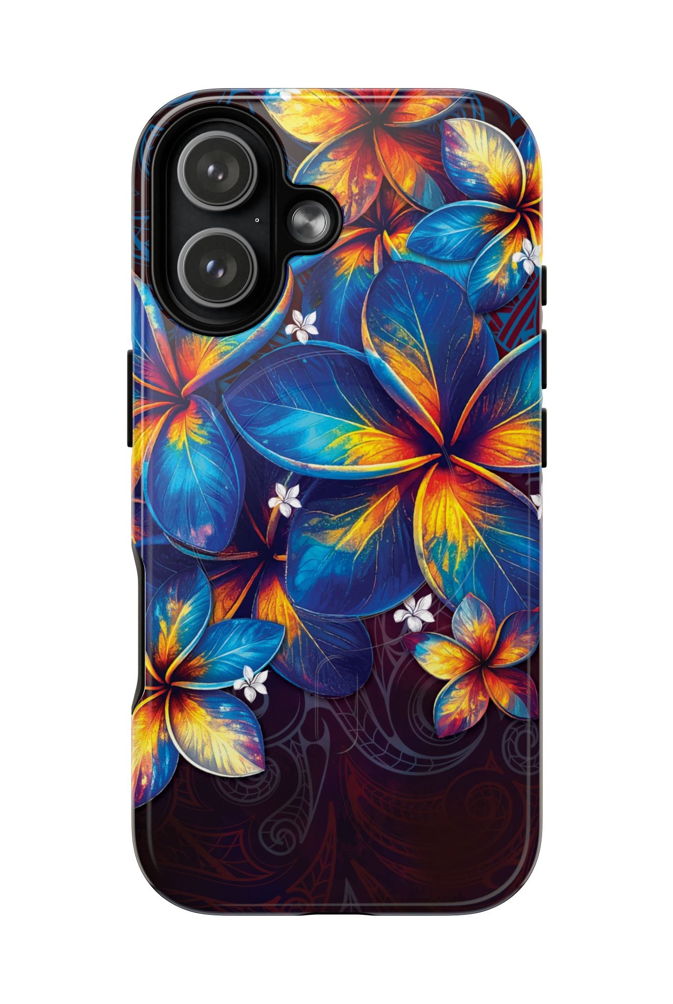 Nohea Twilight MagSafe iPhone Case iPhone 17 Glossy - Hawaiian Blue Orange Plumeria Twilight Design - The Local Banyan