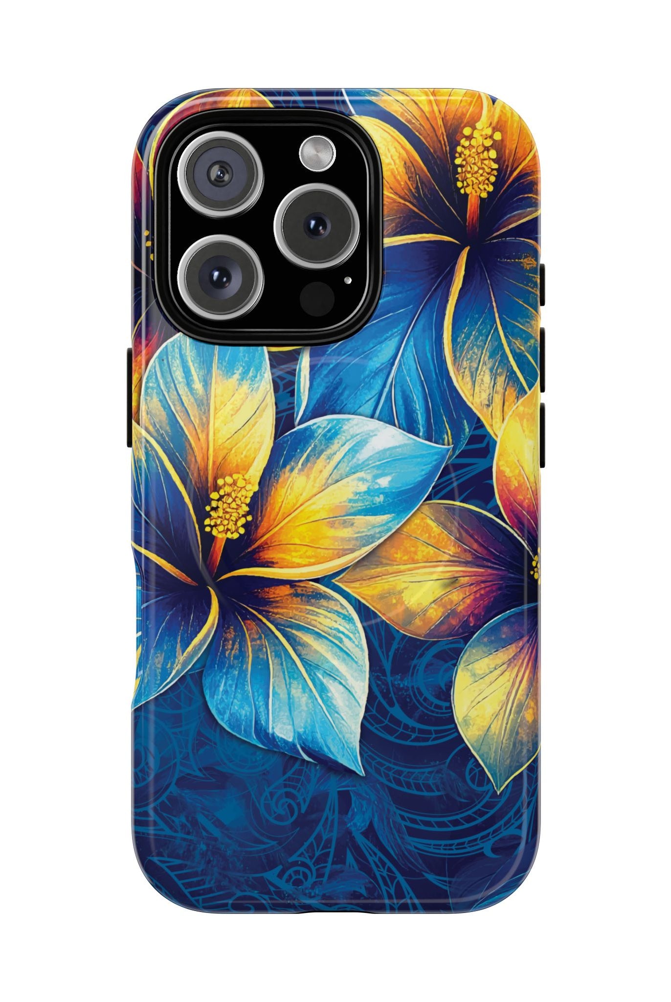Pua La MagSafe iPhone Case iPhone 16 Pro Glossy - Hawaiian Golden Hibiscus Sun Flower Sapphire Design - The Local Banyan
