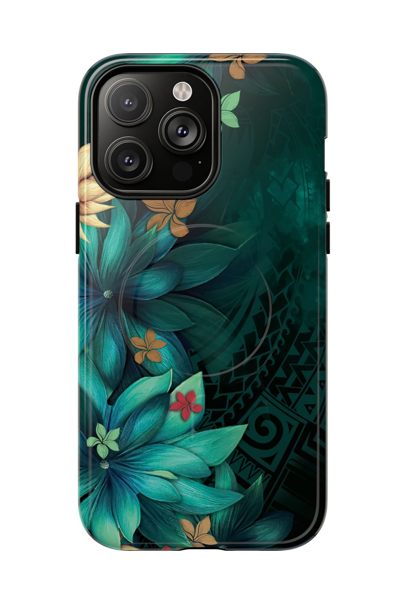 Aloha Whispers MagSafe iPhone Case iPhone 14 Pro Max Glossy - Hawaiian Abstract Green Floral Polynesian Design - The Local Banyan