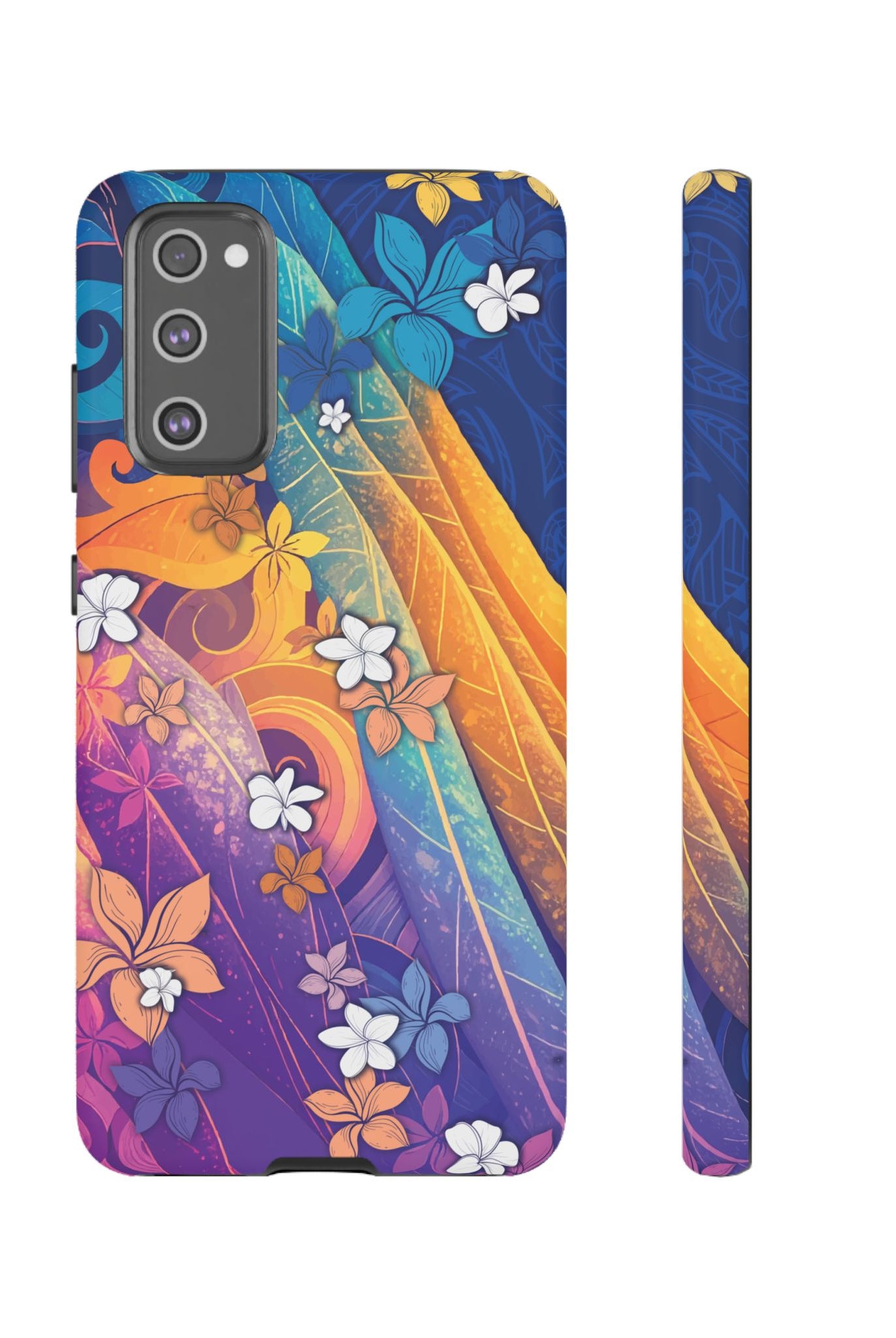 Mauna Sunrise Tough Samsung Galaxy Case Samsung Galaxy S20 FE Matte - Hawaiian Colorful Sunrise Plumeria Design - The Local Banyan