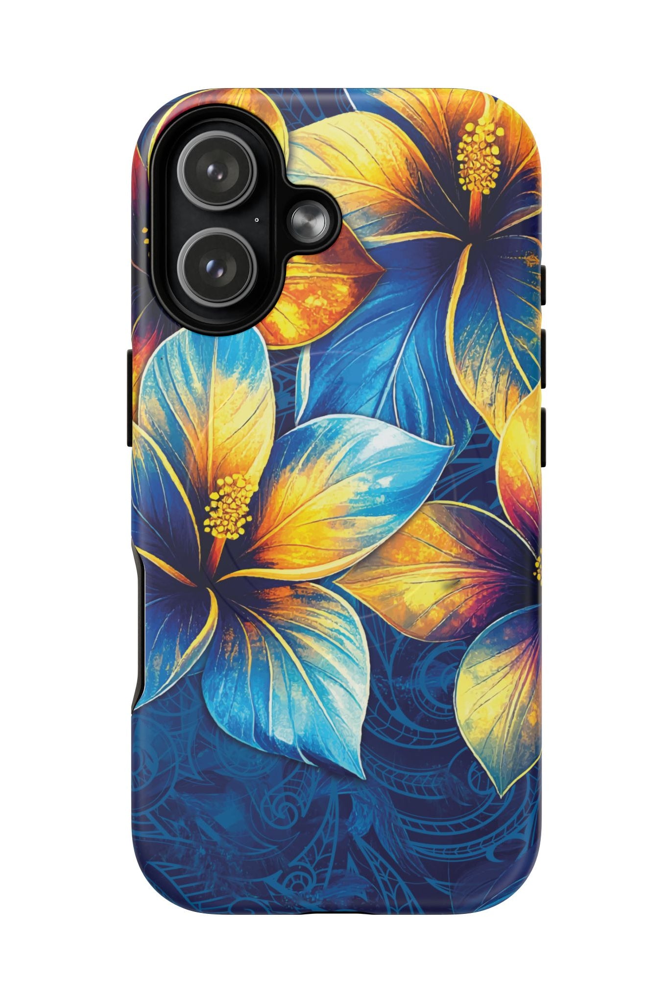 Pua La MagSafe iPhone Case iPhone 17 Matte - Hawaiian Golden Hibiscus Sun Flower Sapphire Design - The Local Banyan