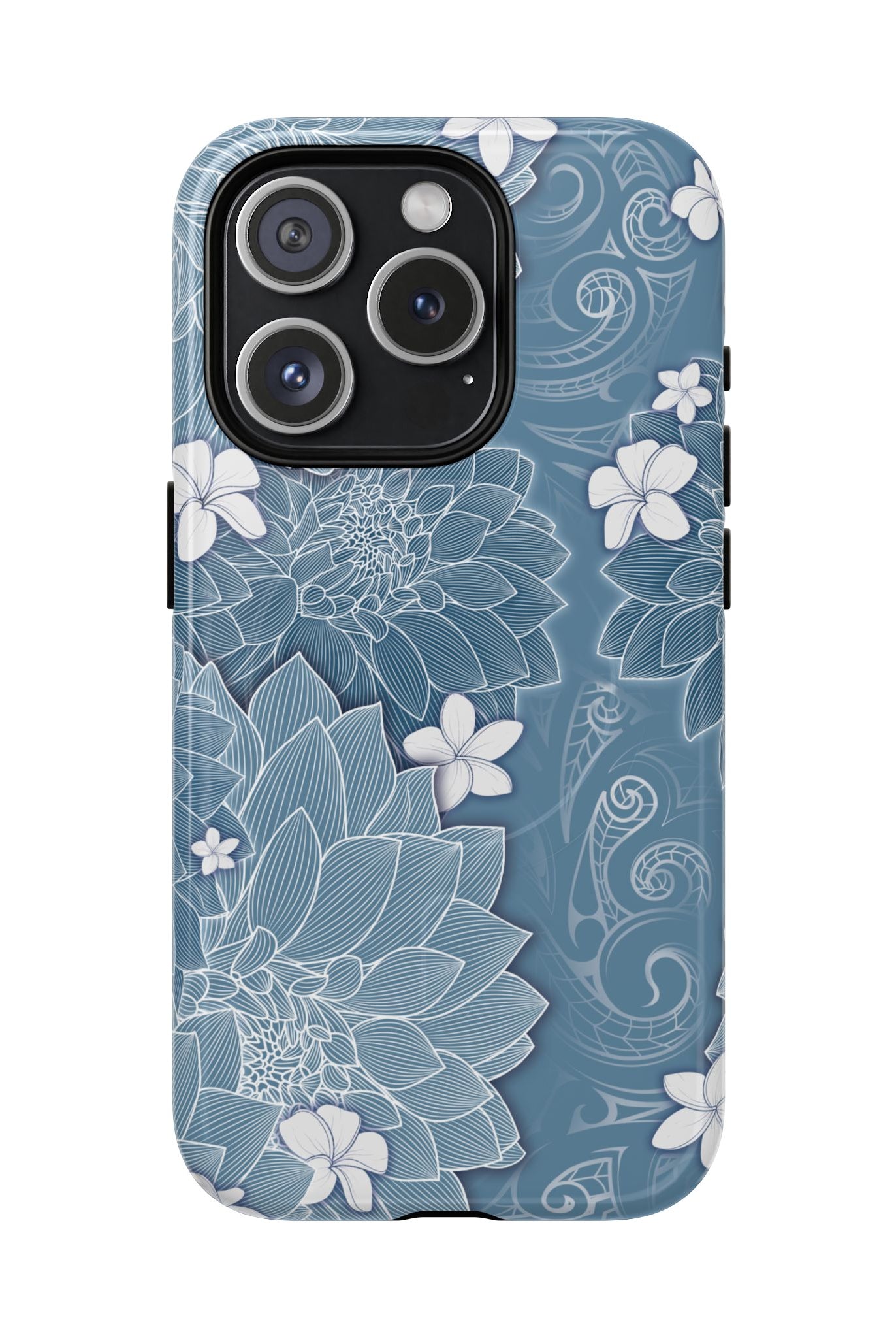 Pua La MagSafe iPhone Case iPhone 15 Pro Glossy - Hawaiian Golden Hibiscus Sun Flower Sapphire Design - The Local Banyan