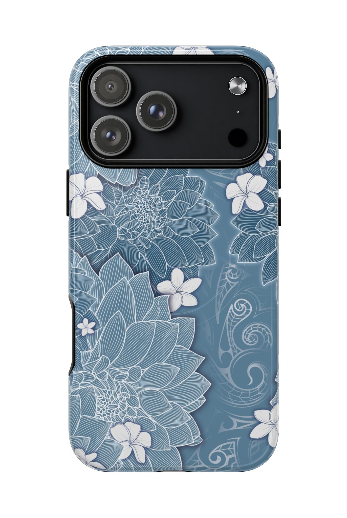 Woman holding Pua La MagSafe iPhone Case - Hawaiian Golden Hibiscus Sun Flower Sapphire Design - The Local Banyan