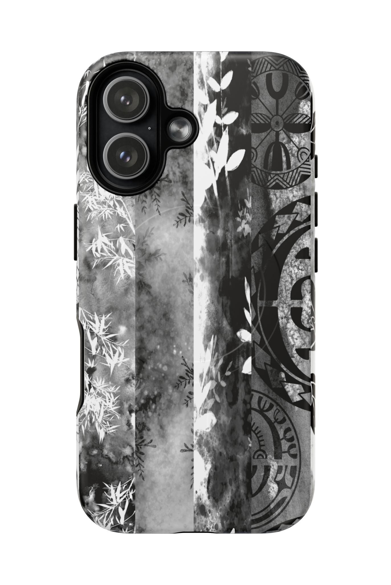 Monochrome Oasis MagSafe iPhone Case Side View - Dual Layer Drop Protection Hawaiian Phone Case - The Local Banyan