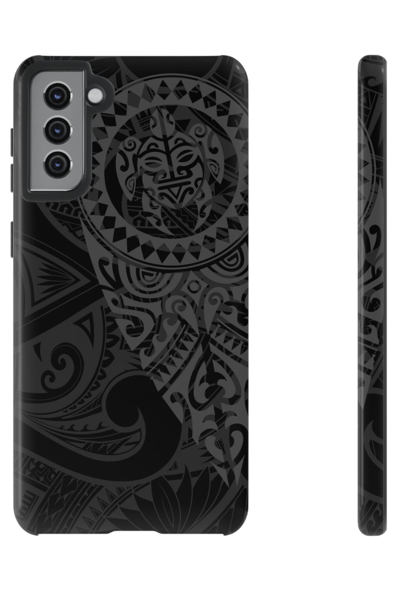 Tribal Guardian Tough Samsung Galaxy Case Samsung Galaxy S21 Plus Glossy - Hawaiian Black on Black Polynesian Tribal Design - The Local Banyan
