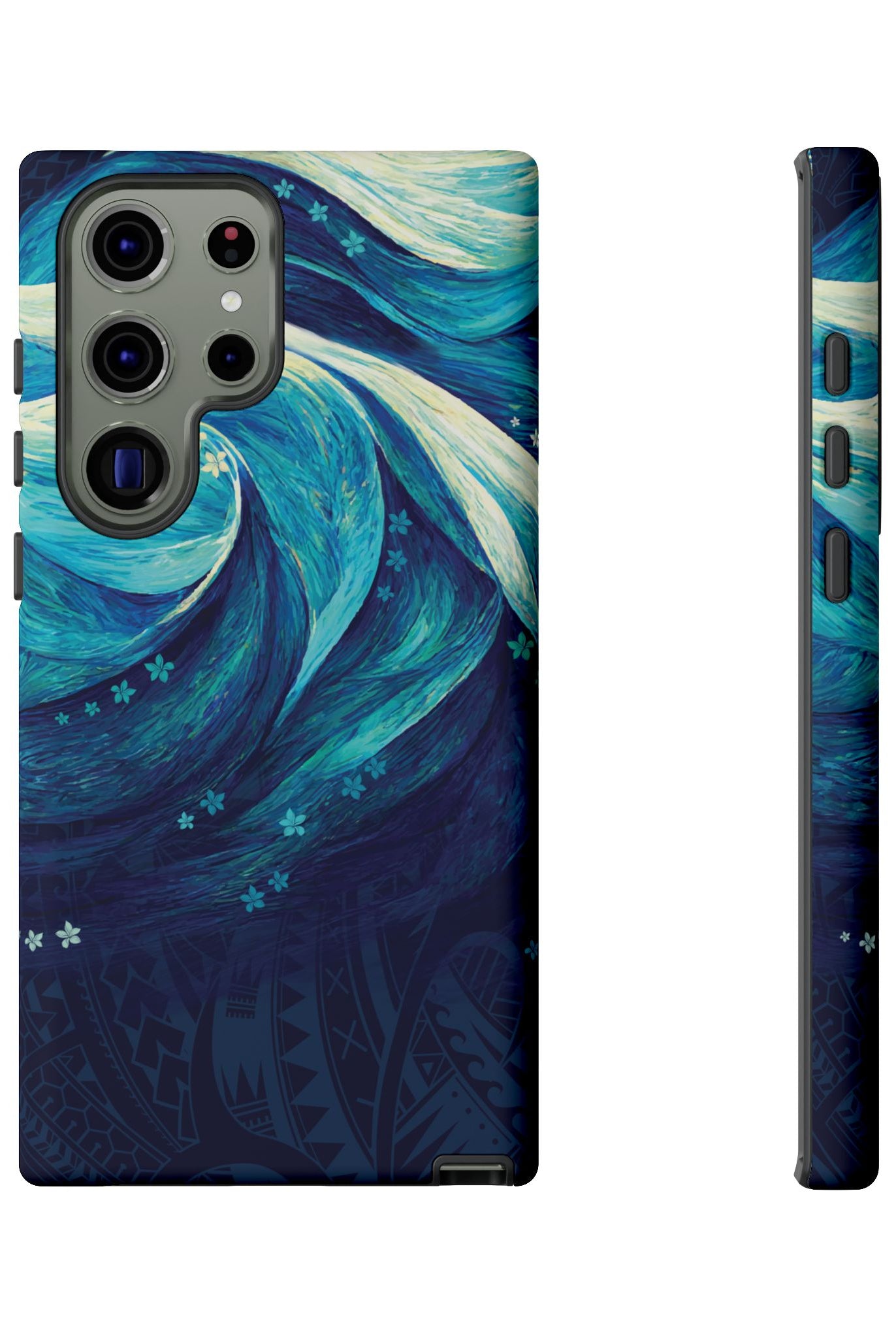 Eternal Mana Tough Samsung Galaxy Case Detail View - Hawaiian Ocean Wave Polynesian Tribal Design Close Up - The Local Banyan