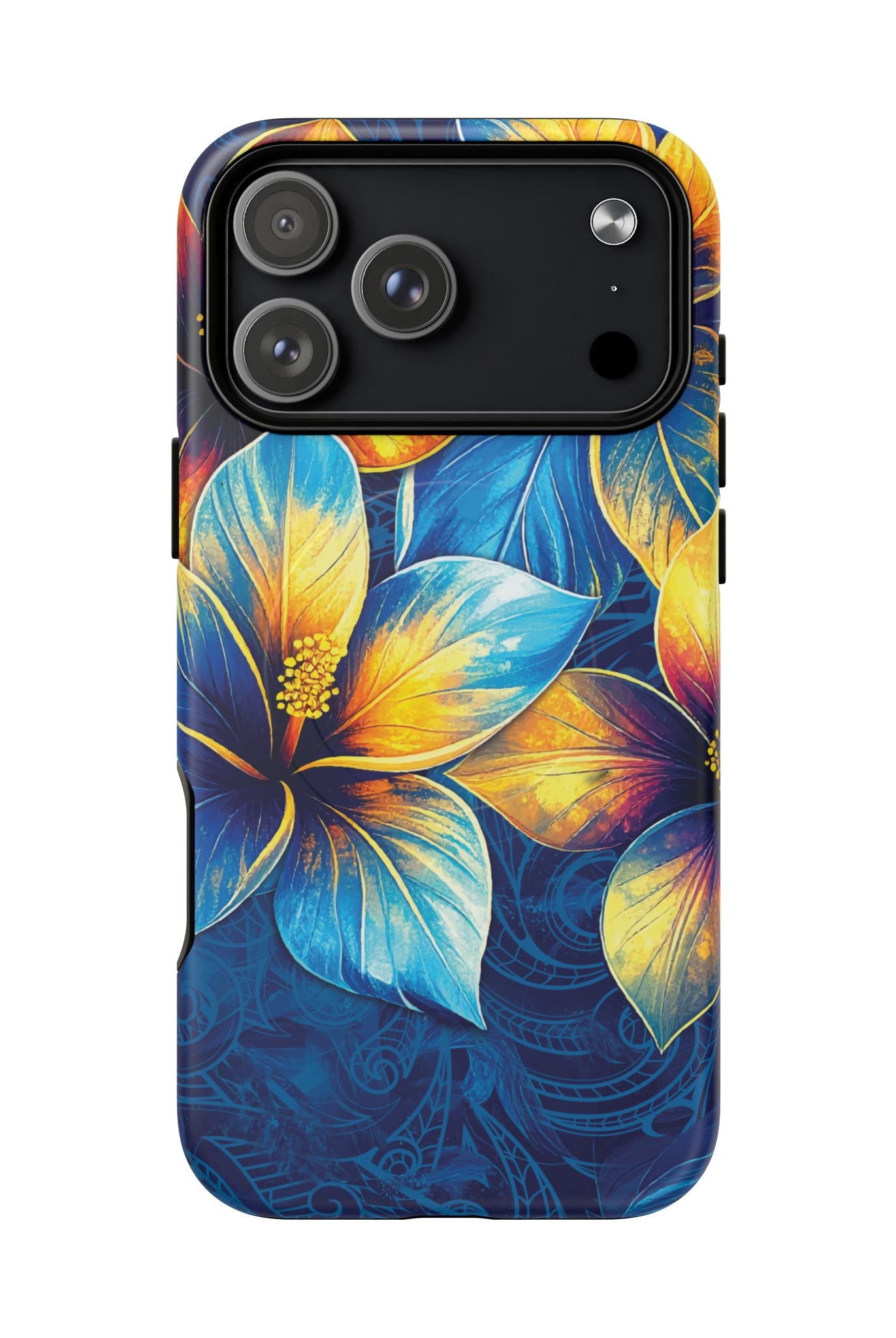 Pua La MagSafe iPhone Case iPhone 17 Pro Max Matte - Hawaiian Golden Hibiscus Sun Flower Sapphire Design - The Local Banyan