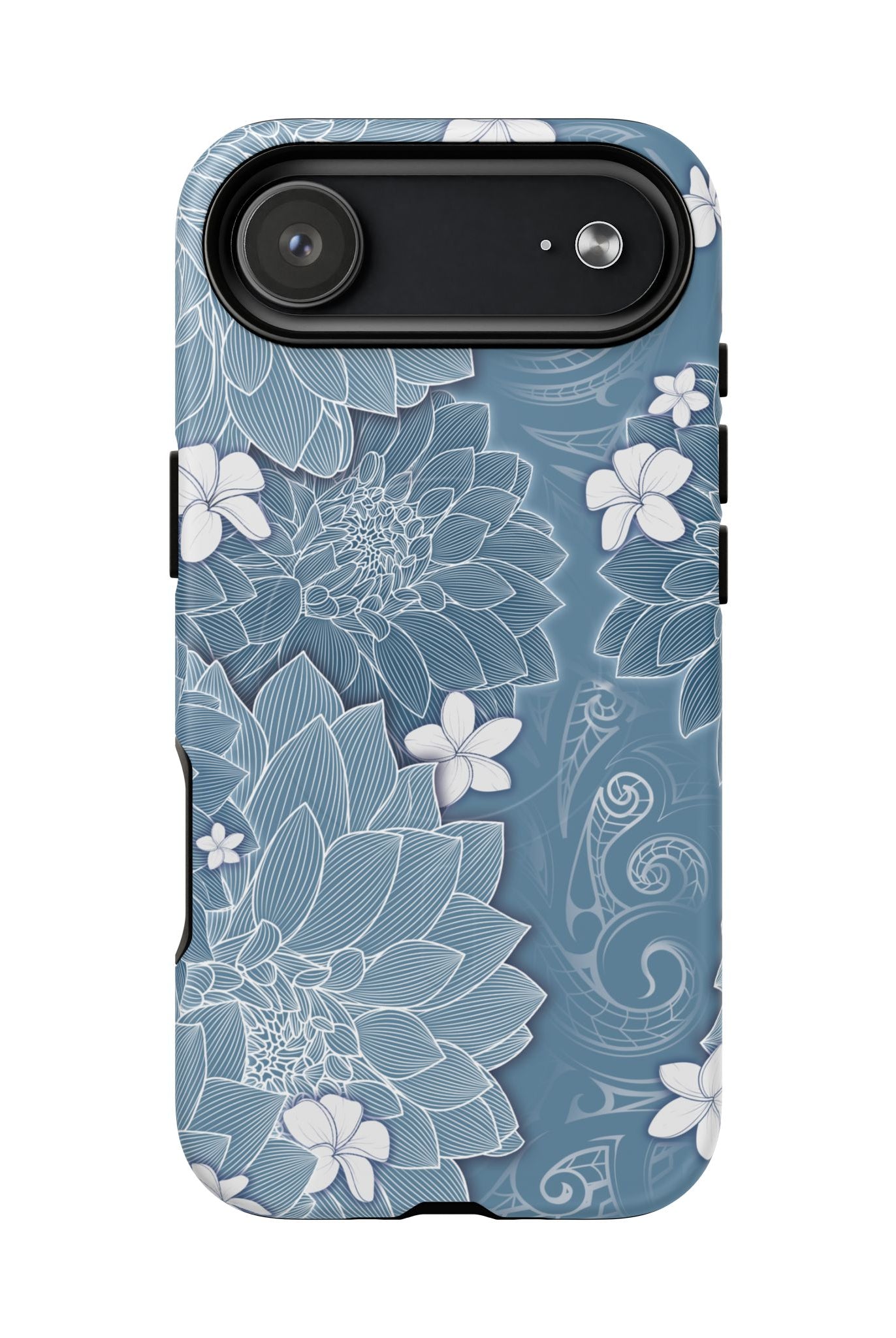 Woman holding Pua La MagSafe iPhone Case - Hawaiian Golden Hibiscus Sun Flower Sapphire Design - The Local Banyan