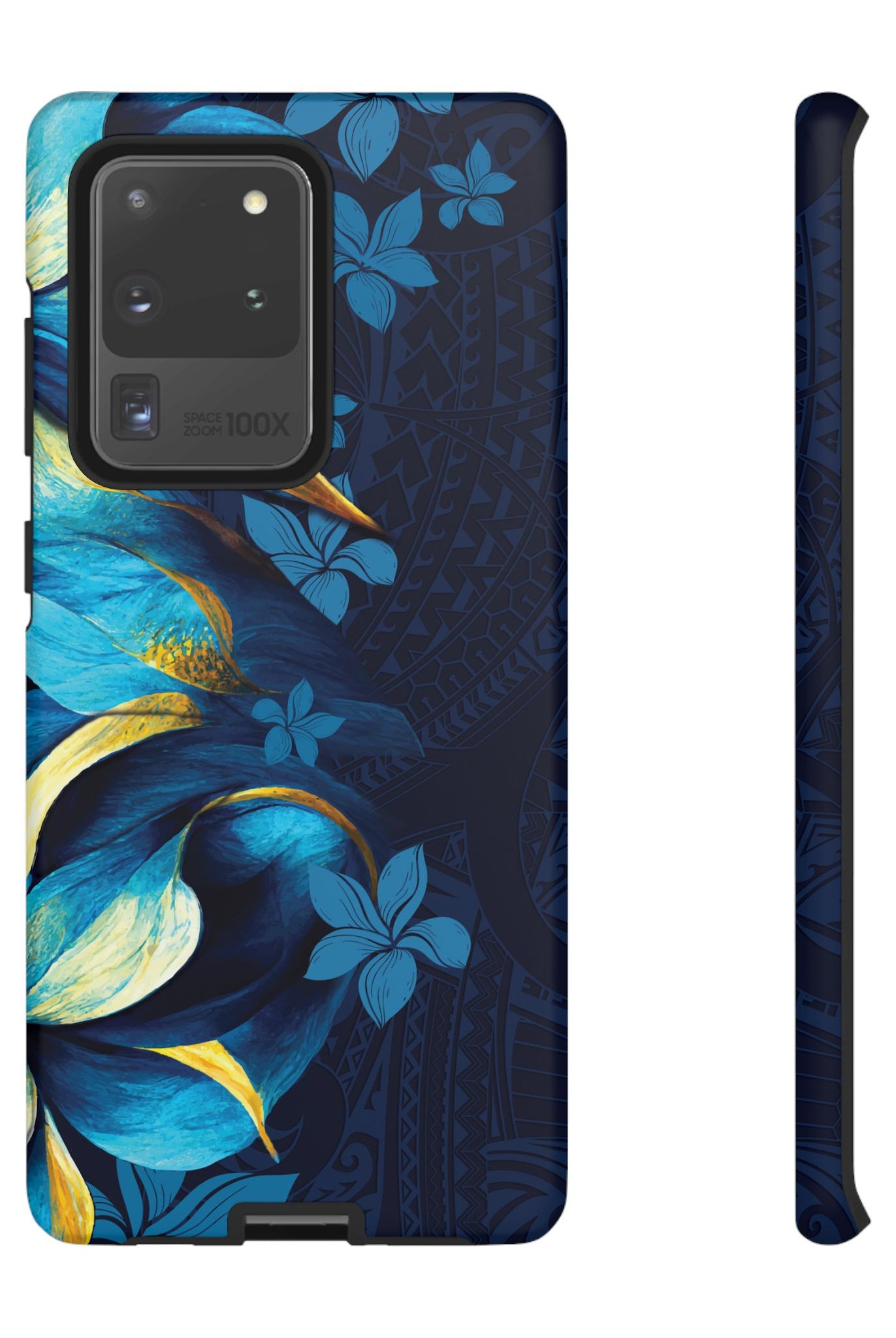 Po Mahina Tough Samsung Galaxy Case Samsung Galaxy S20 Ultra Matte - Hawaiian Moonlit Teal Gold Floral Design - The Local Banyan
