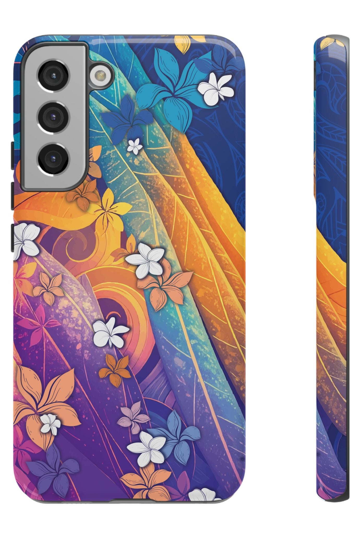 Mauna Sunrise Tough Samsung Galaxy Case Samsung Galaxy S22 Plus Glossy - Hawaiian Colorful Sunrise Plumeria Design - The Local Banyan