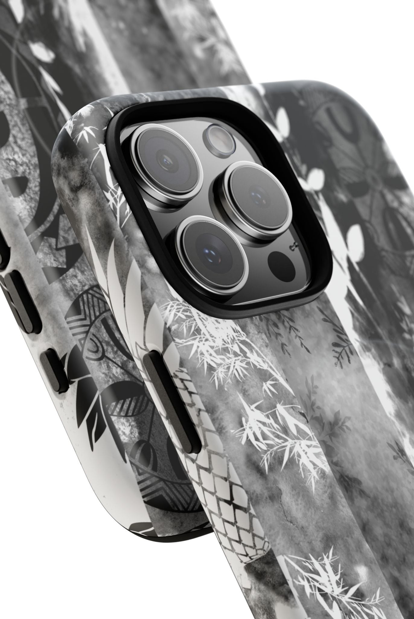 Monochrome Oasis MagSafe iPhone Case Side View - Dual Layer Drop Protection Hawaiian Phone Case - The Local Banyan