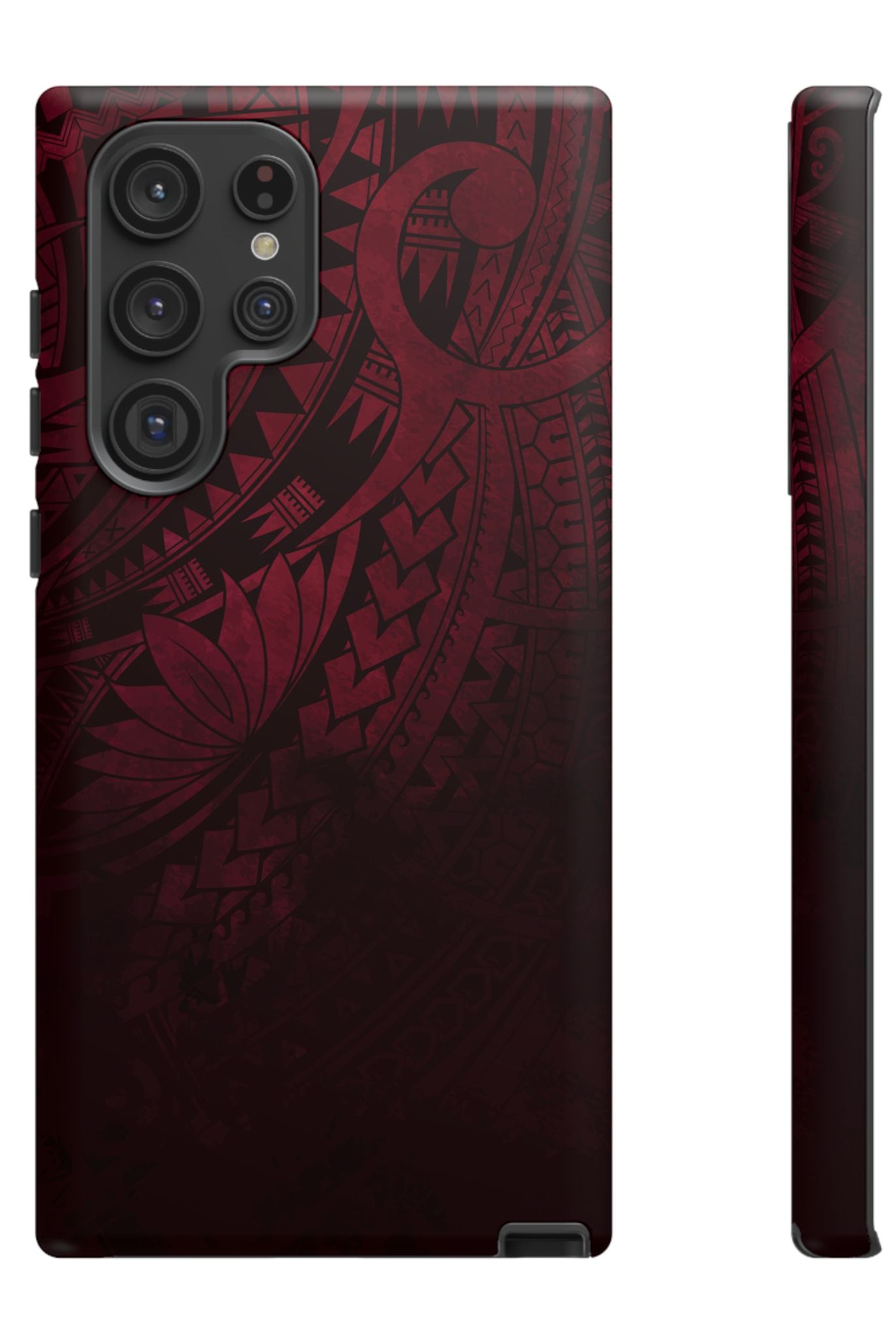Woman holding Eternal Ember Tough Samsung Galaxy Case - Hawaiian Red Tribal Polynesian Design - The Local Banyan