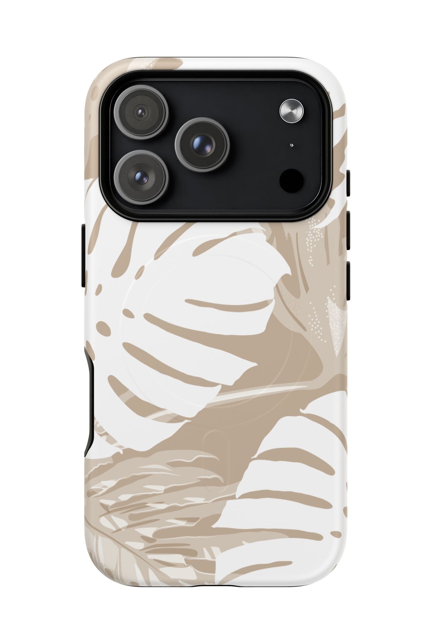 Exotic Monstera MagSafe iPhone Case Detail View - Hawaiian Tropical Monstera Botanical Neutral Design Close Up - The Local Banyan