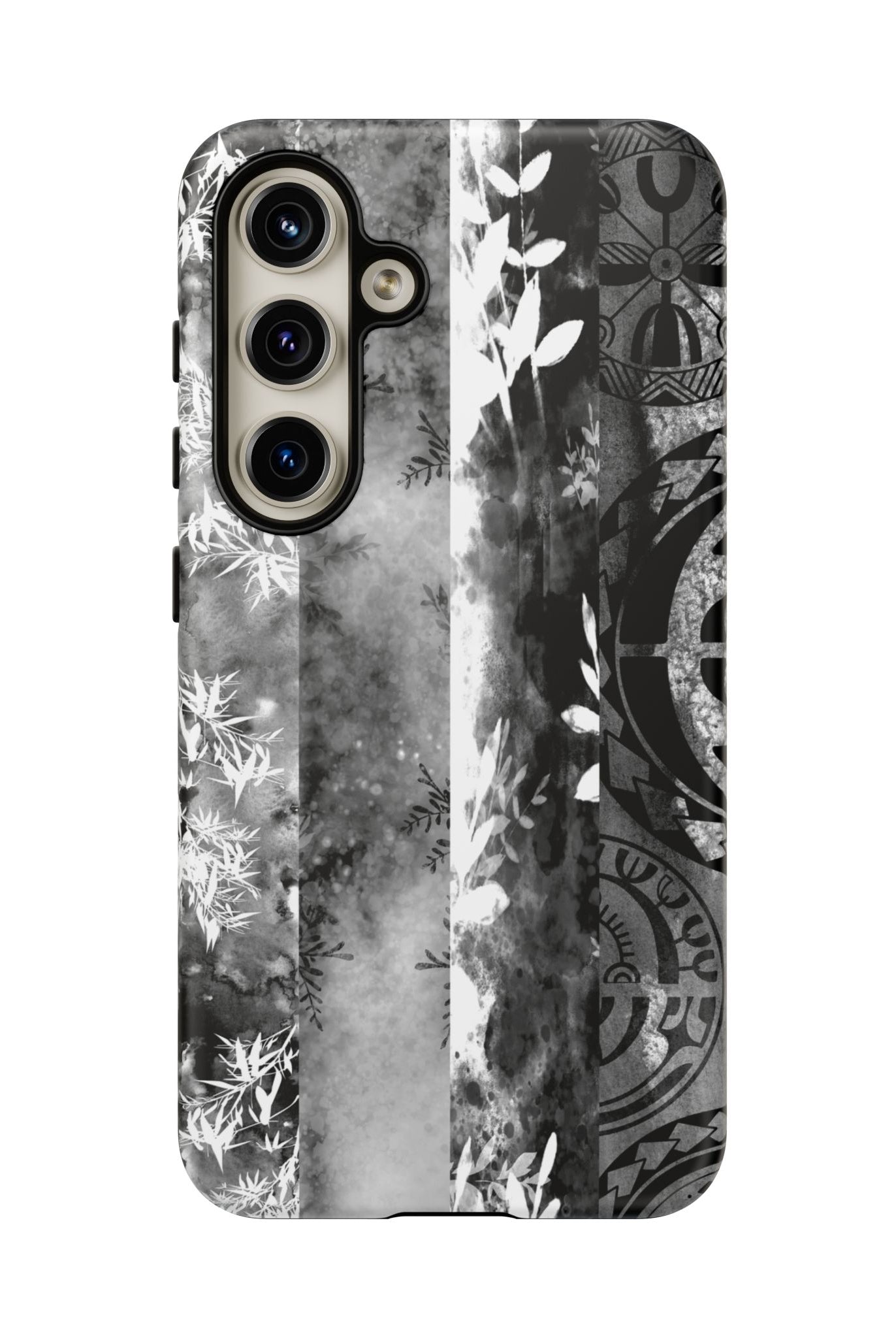 Monochrome Oasis Tough Samsung Galaxy Case Side View - Dual Layer Drop Protection Hawaiian Phone Case - The Local Banyan