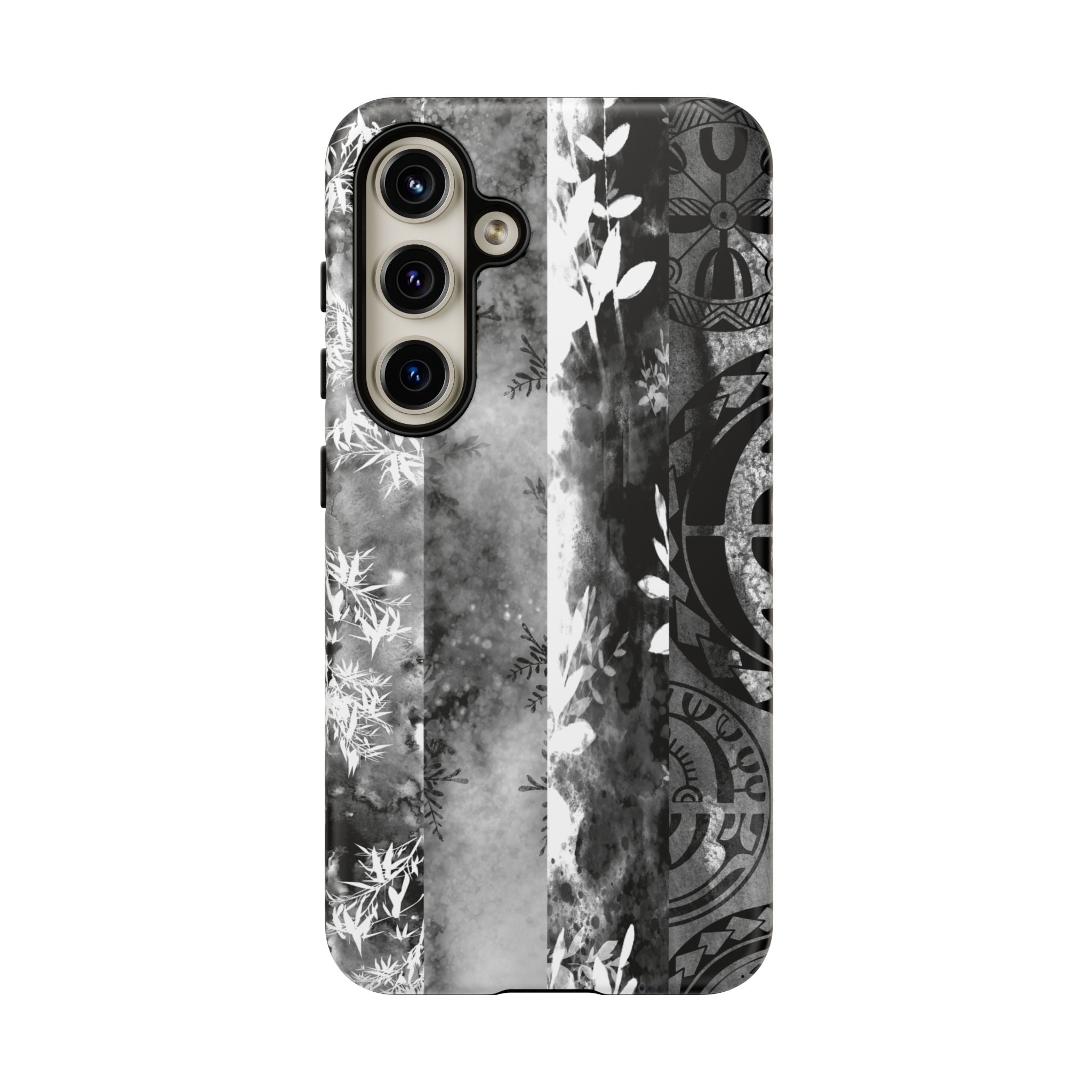 Monochrome Oasis Tough Samsung Galaxy Case Side View - Dual Layer Drop Protection Hawaiian Phone Case - The Local Banyan