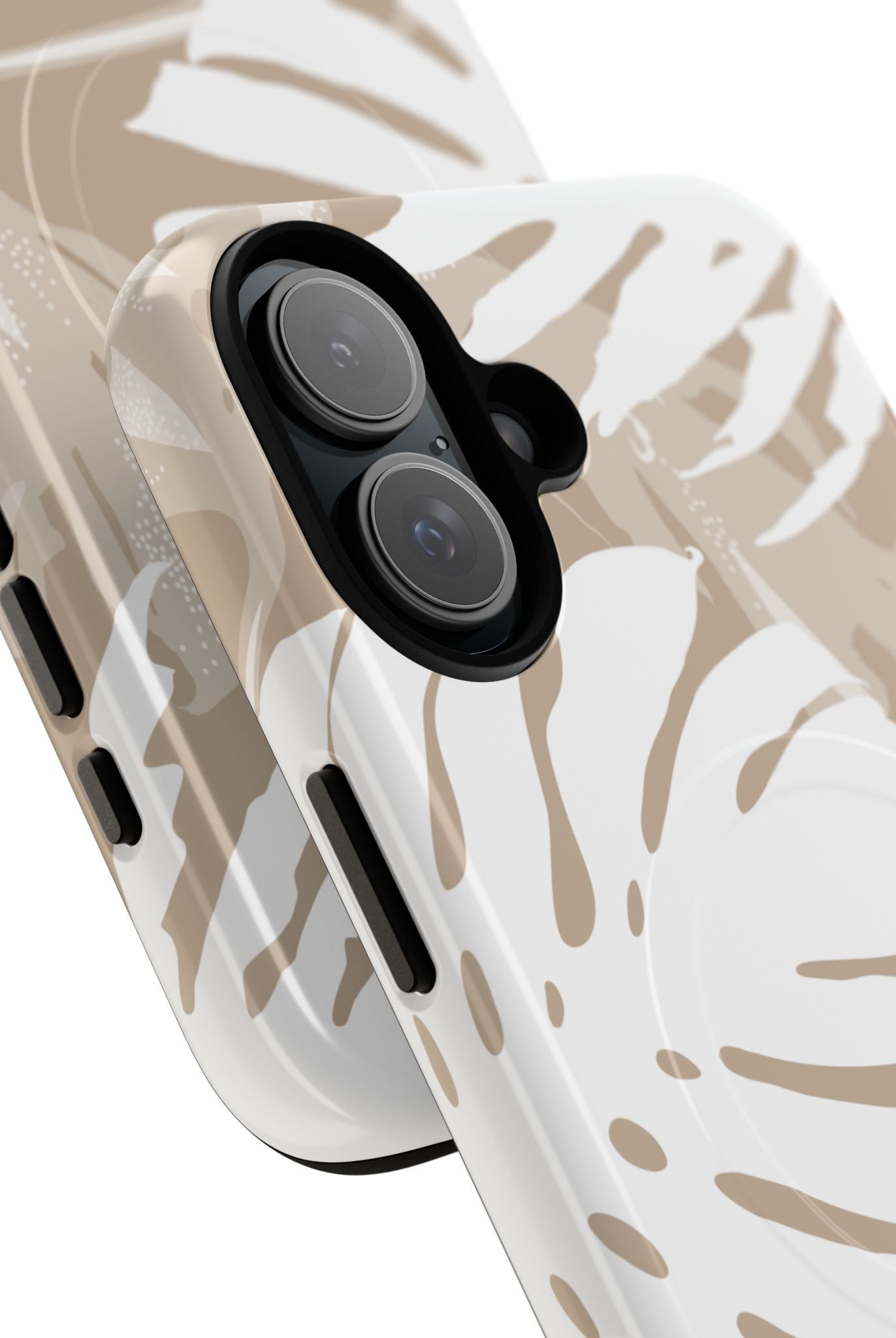 Exotic Monstera MagSafe iPhone Case Detail View - Hawaiian Tropical Monstera Botanical Neutral Design Close Up - The Local Banyan