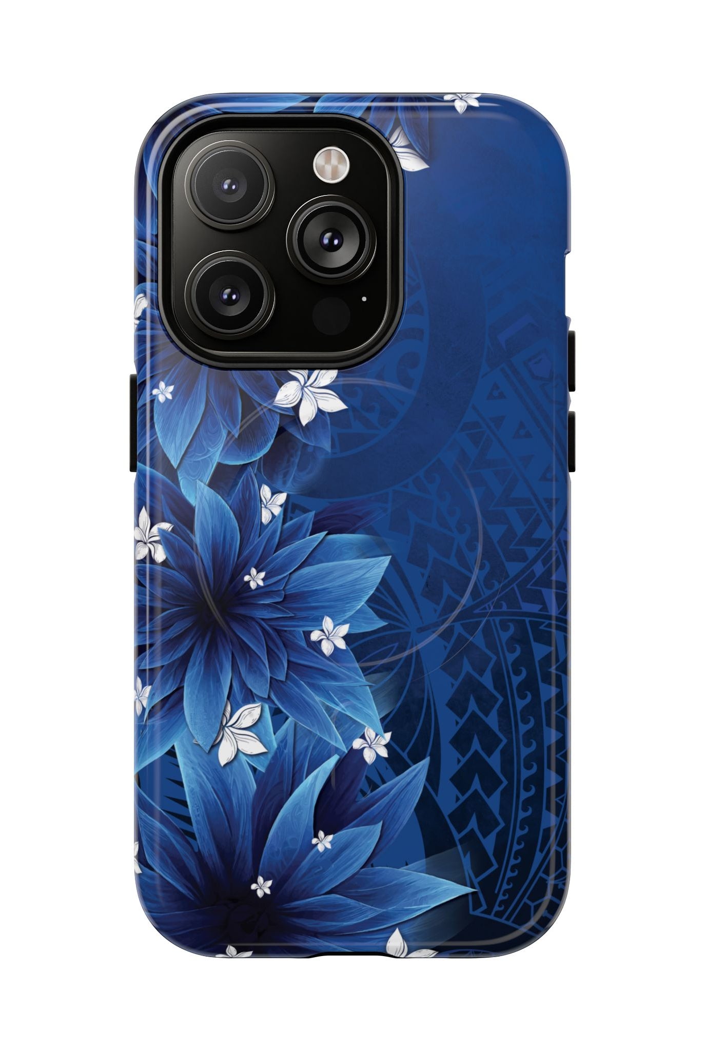 Hoku Pua MagSafe iPhone Case iPhone 14 Pro Glossy - Hawaiian Blue Star Flower Polynesian Design - The Local Banyan