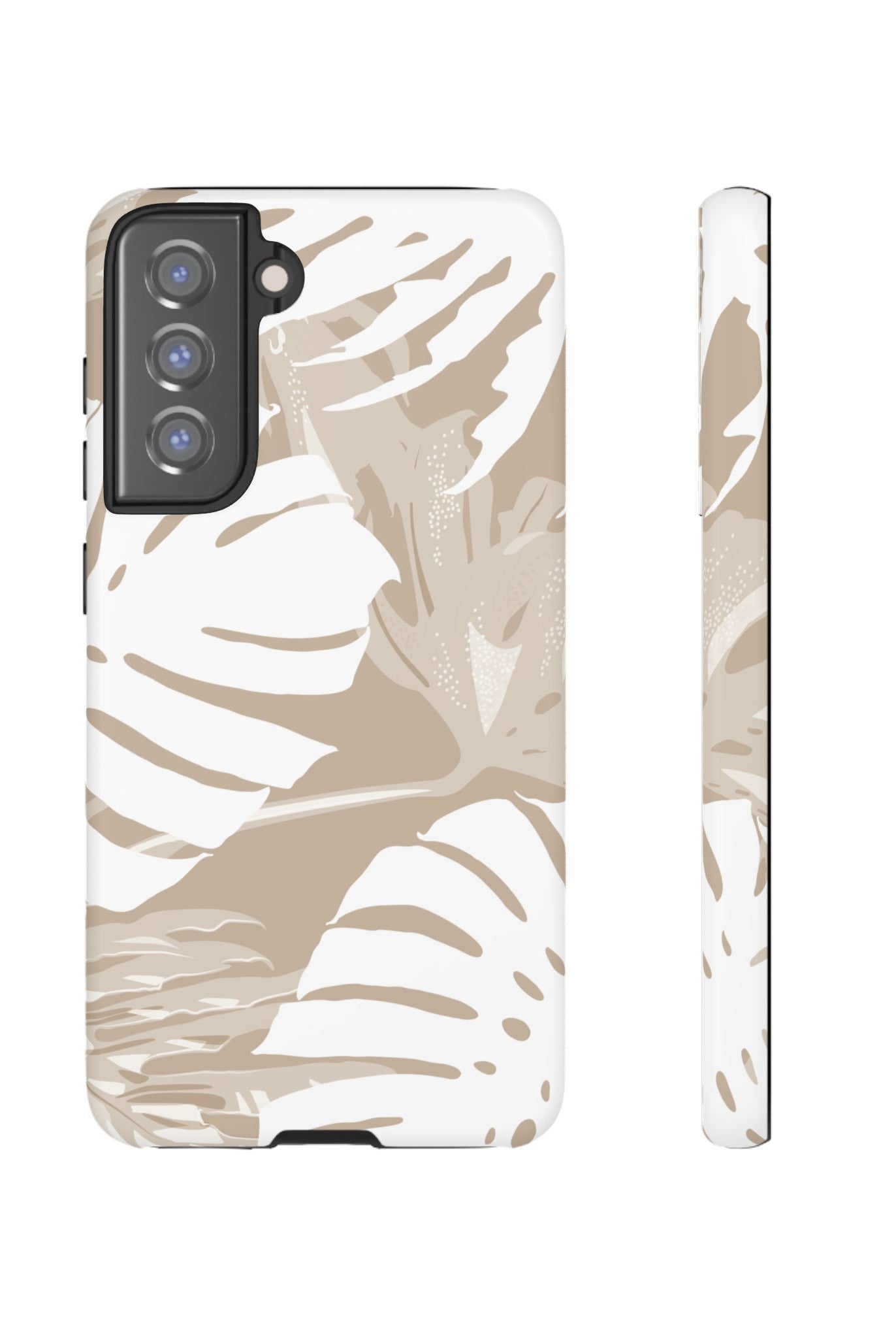 Exotic Monstera Tough Samsung Galaxy Case Samsung Galaxy S21 FE Matte - Hawaiian Tropical Monstera Botanical Neutral Design - The Local Banyan