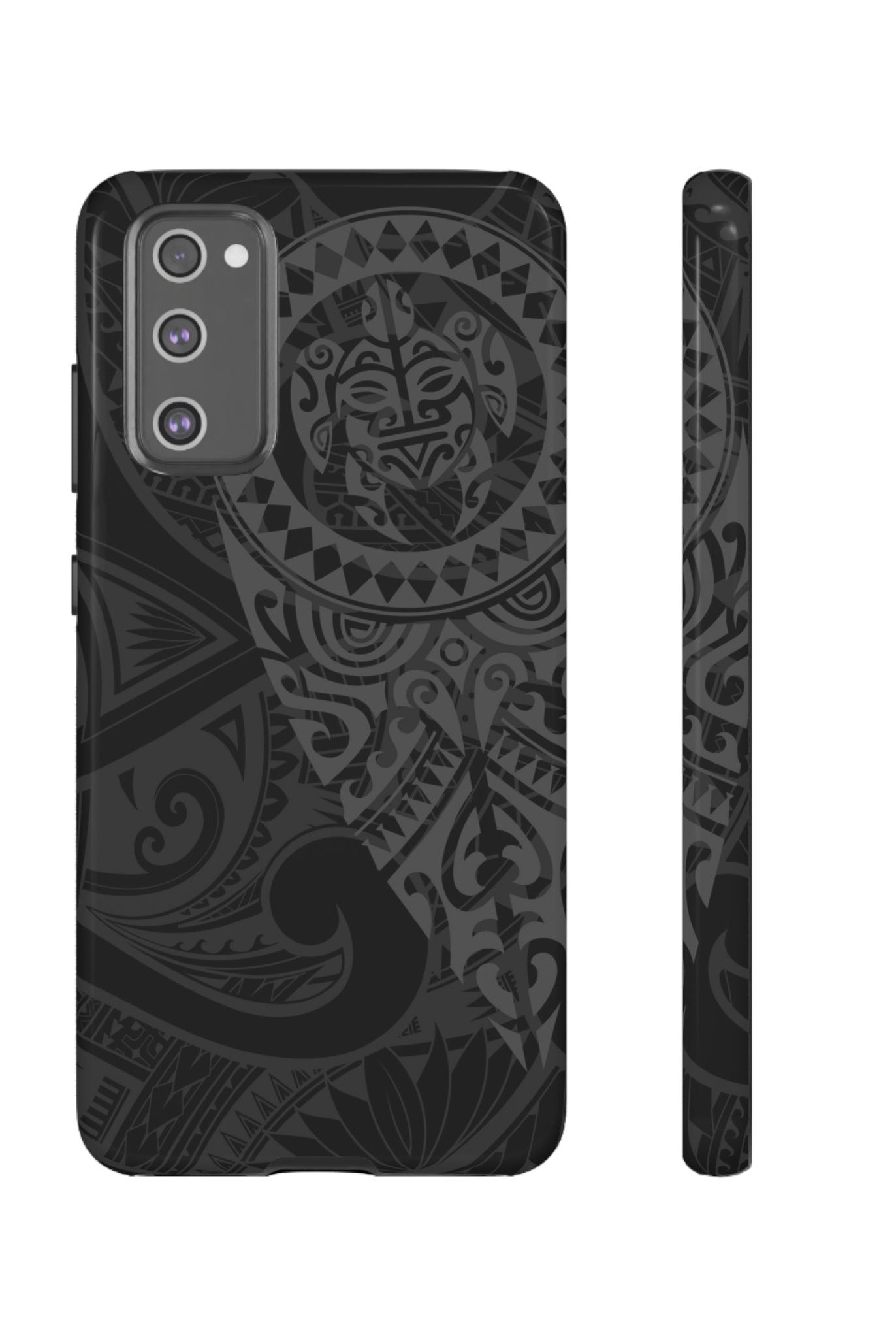 Tribal Guardian Tough Samsung Galaxy Case Samsung Galaxy S20 FE Glossy - Hawaiian Black on Black Polynesian Tribal Design - The Local Banyan
