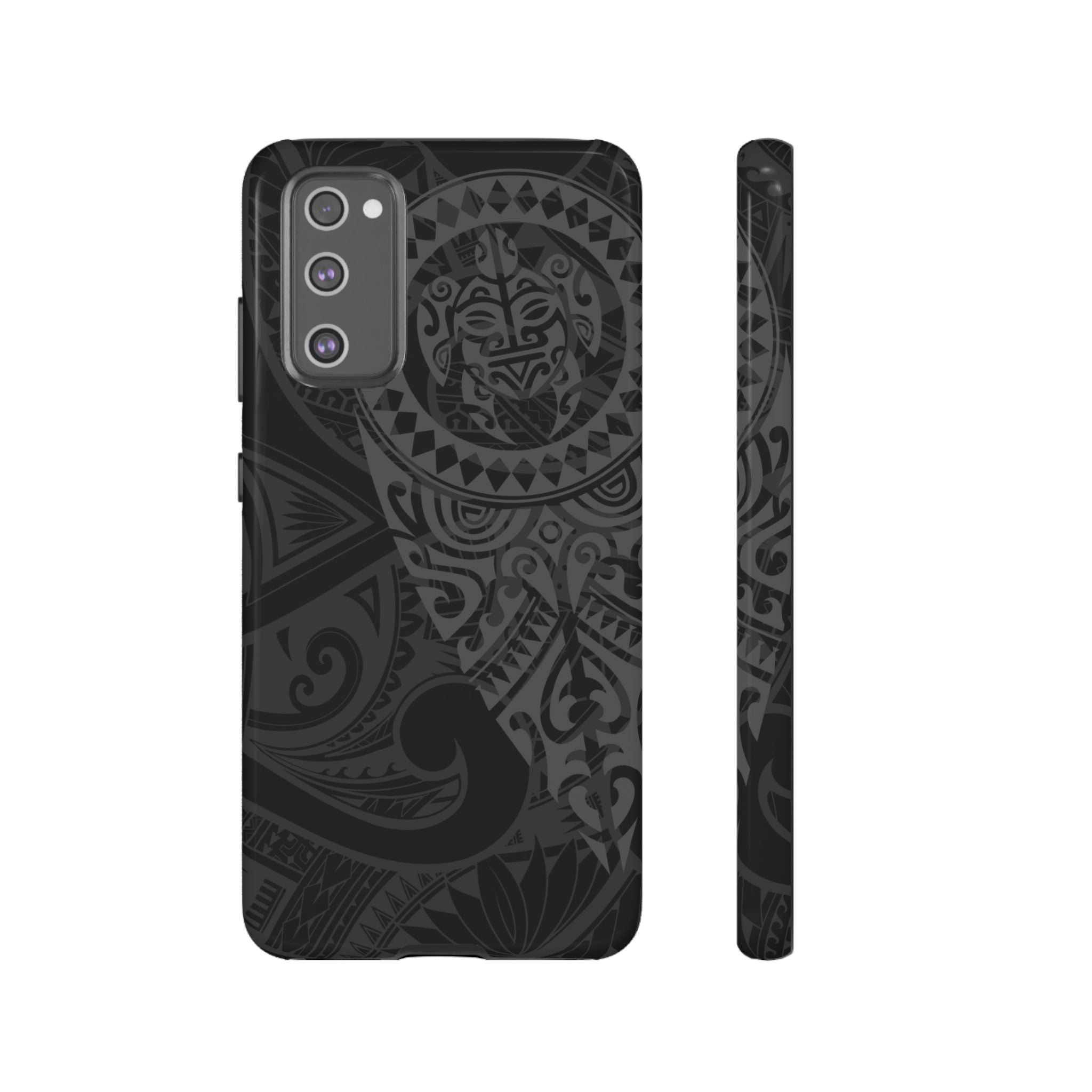 Tribal Guardian Tough Samsung Galaxy Case Samsung Galaxy S20 FE Glossy - Hawaiian Black on Black Polynesian Tribal Design - The Local Banyan