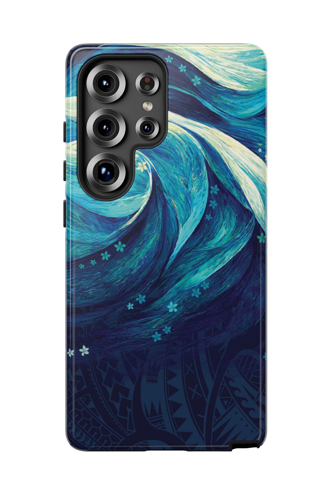 Woman holding Eternal Mana Tough Samsung Galaxy Case - Hawaiian Ocean Wave Polynesian Tribal Design - The Local Banyan