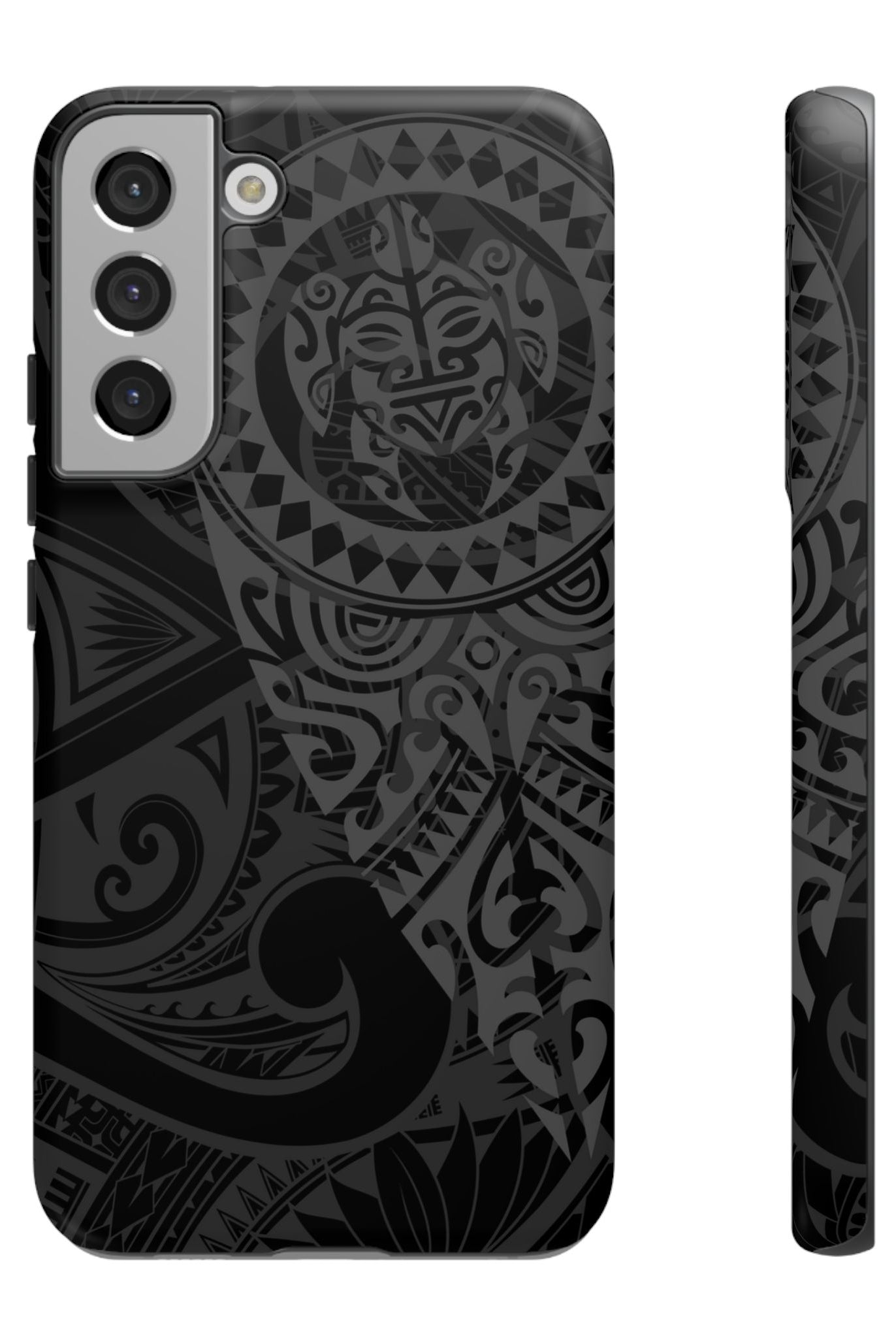 Tribal Guardian Tough Samsung Galaxy Case Samsung Galaxy S22 Plus Matte - Hawaiian Black on Black Polynesian Tribal Design - The Local Banyan