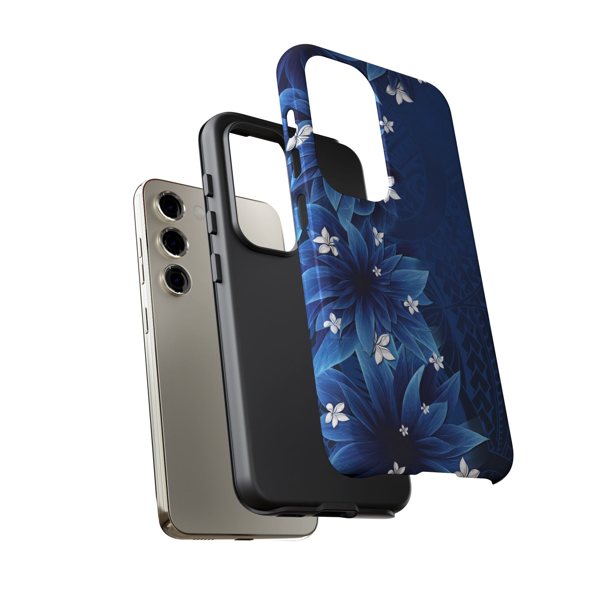 Hoku Pua Tough Samsung Galaxy Case Side View - Dual Layer Drop Protection Hawaiian Phone Case - The Local Banyan