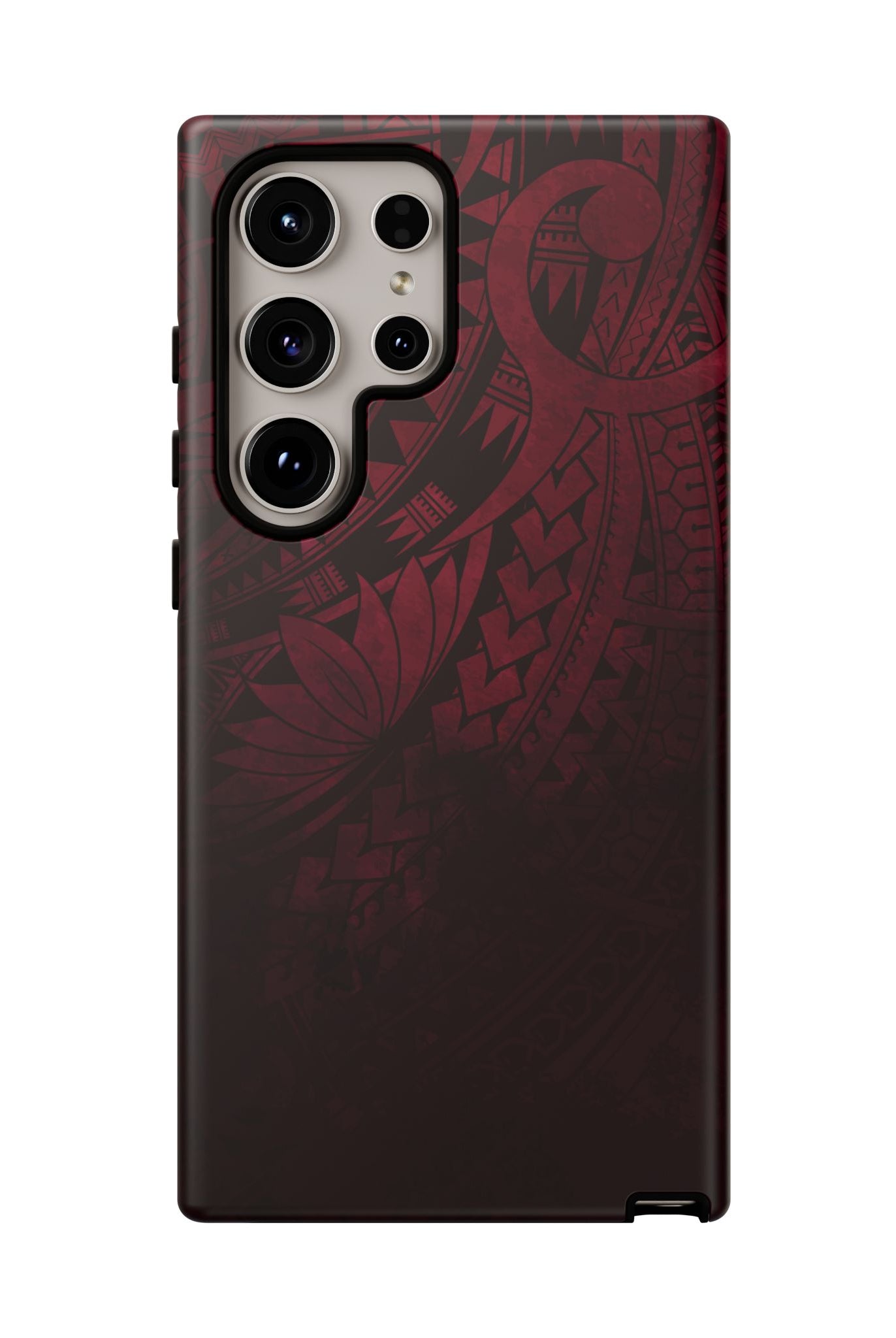 Woman holding Eternal Ember Tough Samsung Galaxy Case - Hawaiian Red Tribal Polynesian Design - The Local Banyan