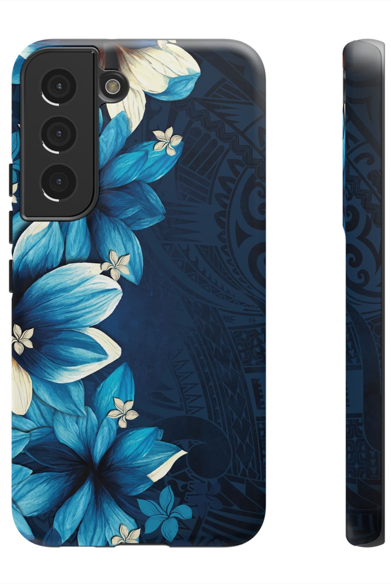 Leilani Nights Tough Samsung Galaxy Case Samsung Galaxy S22 Matte - Hawaiian Dark Blue Floral Polynesian Design - The Local Banyan