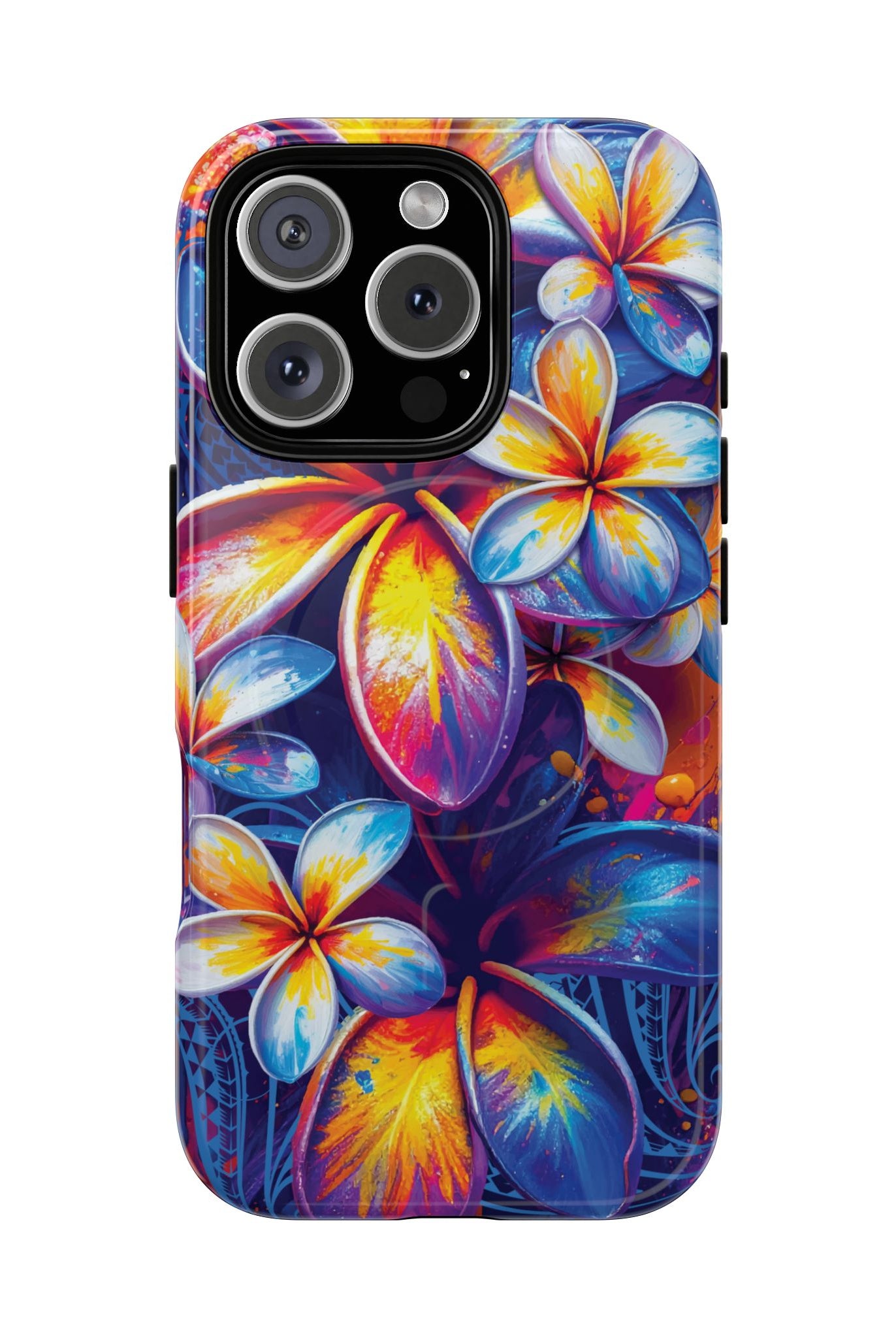 Sunset Ink MagSafe iPhone Case iPhone 16 Pro Glossy - Hawaiian Plumeria Street Art Graffiti Tropical Design - The Local Banyan