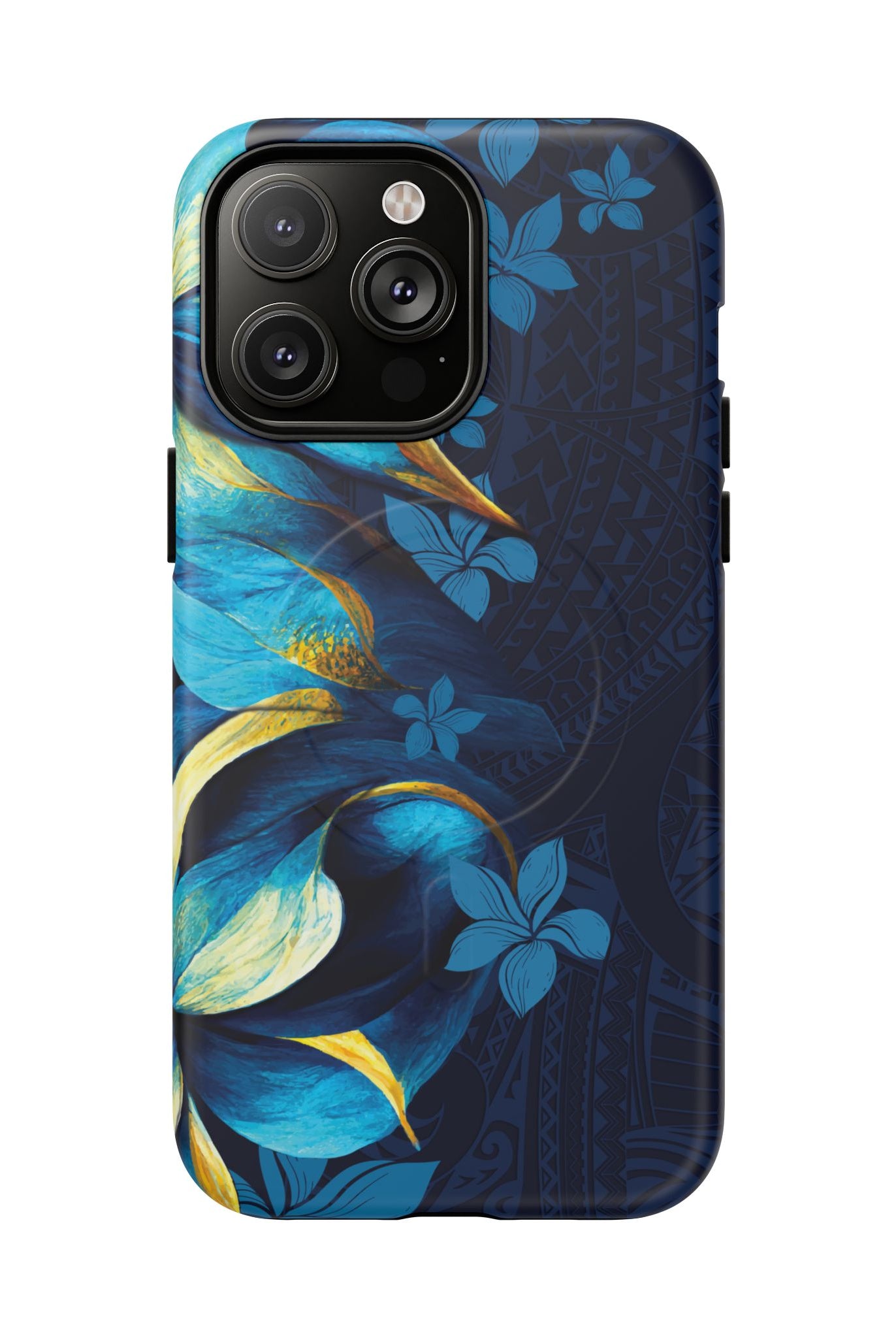 Po Mahina MagSafe iPhone Case iPhone 14 Pro Max Matte - Hawaiian Moonlit Teal Gold Floral Design - The Local Banyan