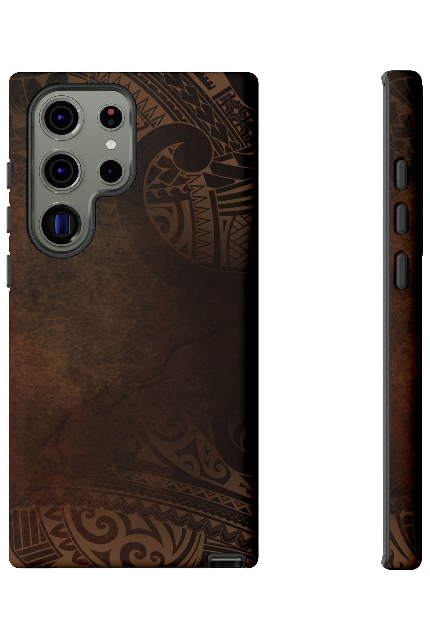 Woman holding Aloha Aina Tough Samsung Galaxy Case - Hawaiian Earth Tone Polynesian Tribal Design - The Local Banyan