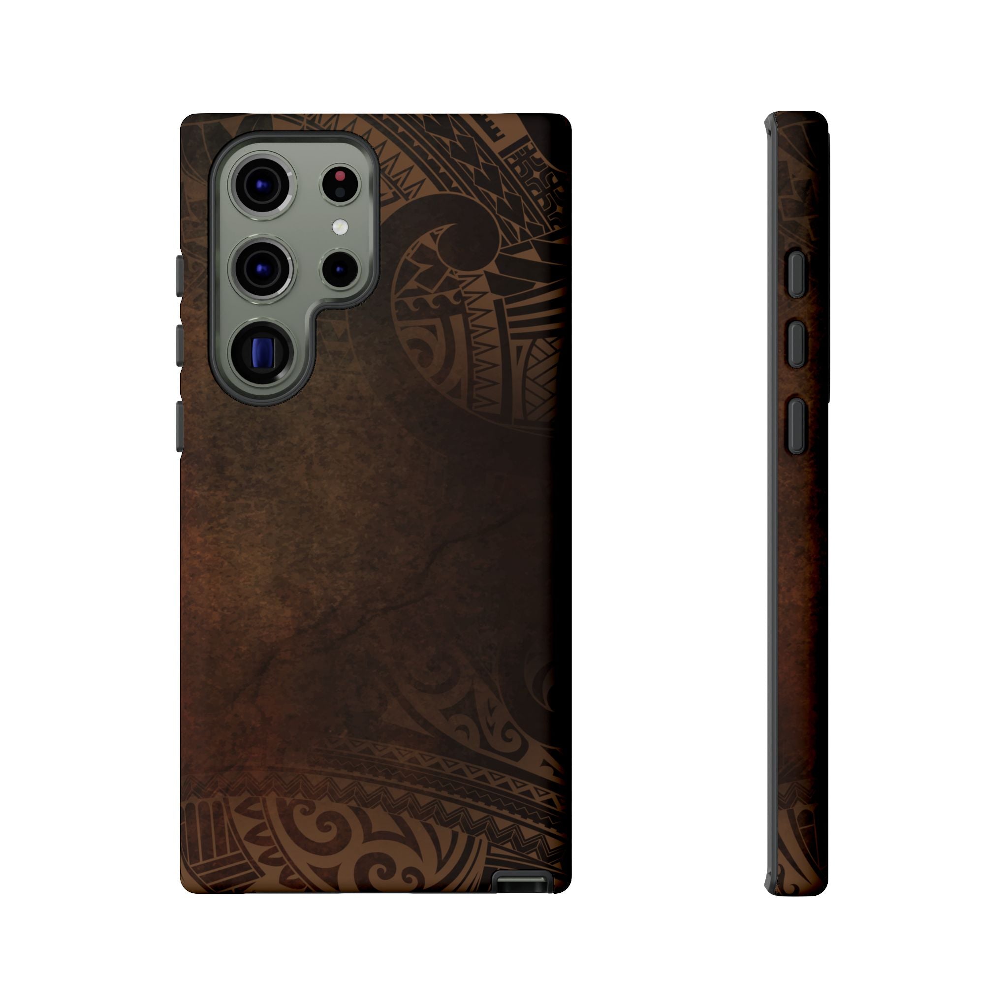 Woman holding Aloha Aina Tough Samsung Galaxy Case - Hawaiian Earth Tone Polynesian Tribal Design - The Local Banyan