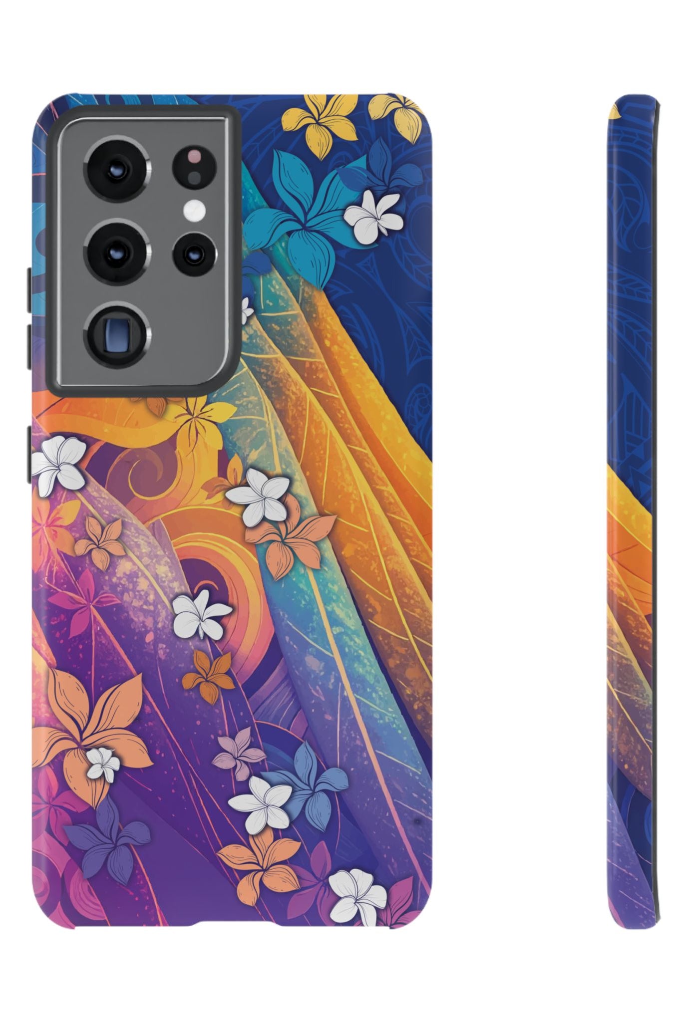 Mauna Sunrise Tough Samsung Galaxy Case Samsung Galaxy S21 Ultra Glossy - Hawaiian Colorful Sunrise Plumeria Design - The Local Banyan