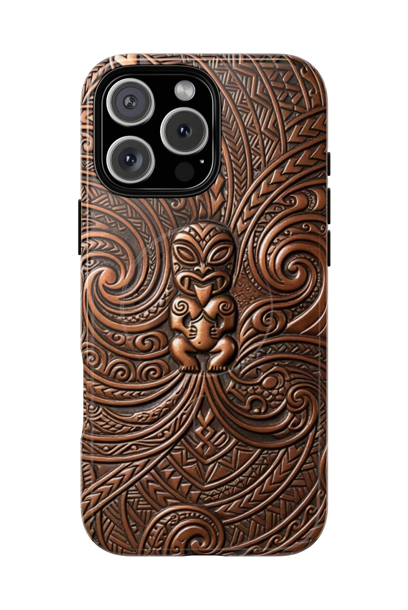 Paa Guardian MagSafe iPhone Case iPhone 16 Pro Max Glossy - Hawaiian Copper Carved Tiki Polynesian Design - The Local Banyan