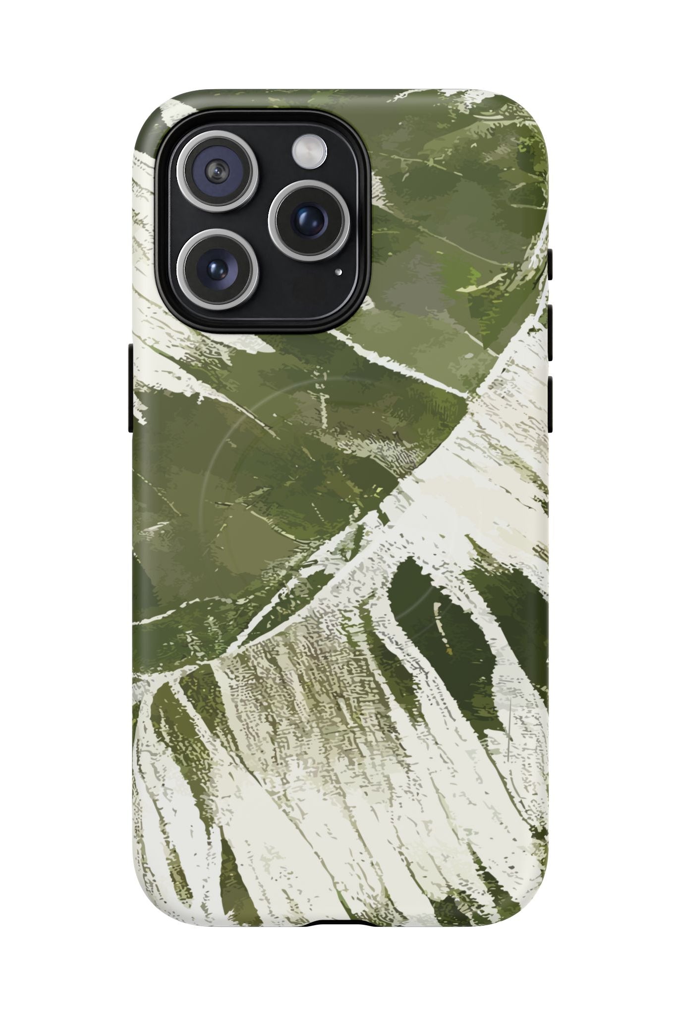 Island Breeze MagSafe iPhone Case iPhone 15 Pro Max Matte - Hawaiian Palm Leaf Olive Green Botanical Design - The Local Banyan