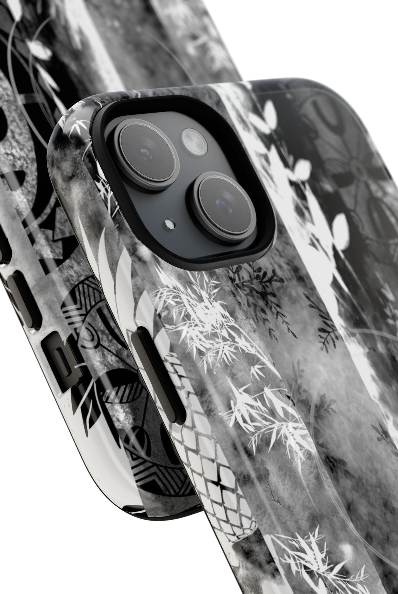 Monochrome Oasis MagSafe iPhone Case Side View - Dual Layer Drop Protection Hawaiian Phone Case - The Local Banyan