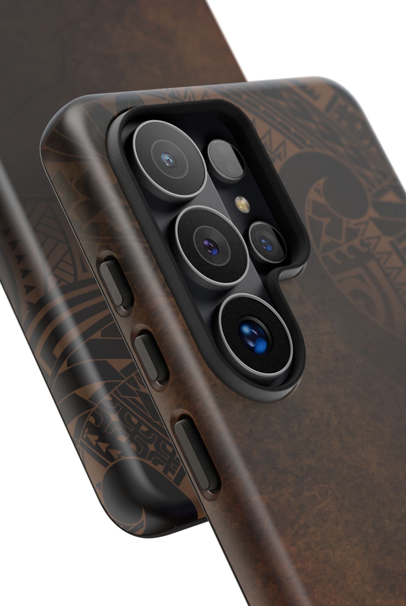 Woman holding Aloha Aina Tough Samsung Galaxy Case - Hawaiian Earth Tone Polynesian Tribal Design - The Local Banyan