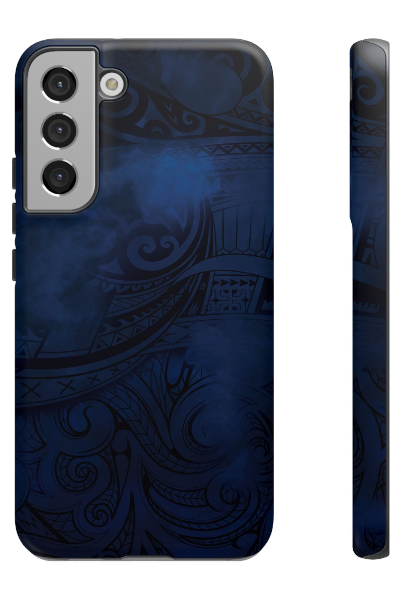 Midnight Essence Tough Samsung Galaxy Case Samsung Galaxy S22 Plus Matte - Hawaiian Midnight Navy Polynesian Tribal Design - The Local Banyan