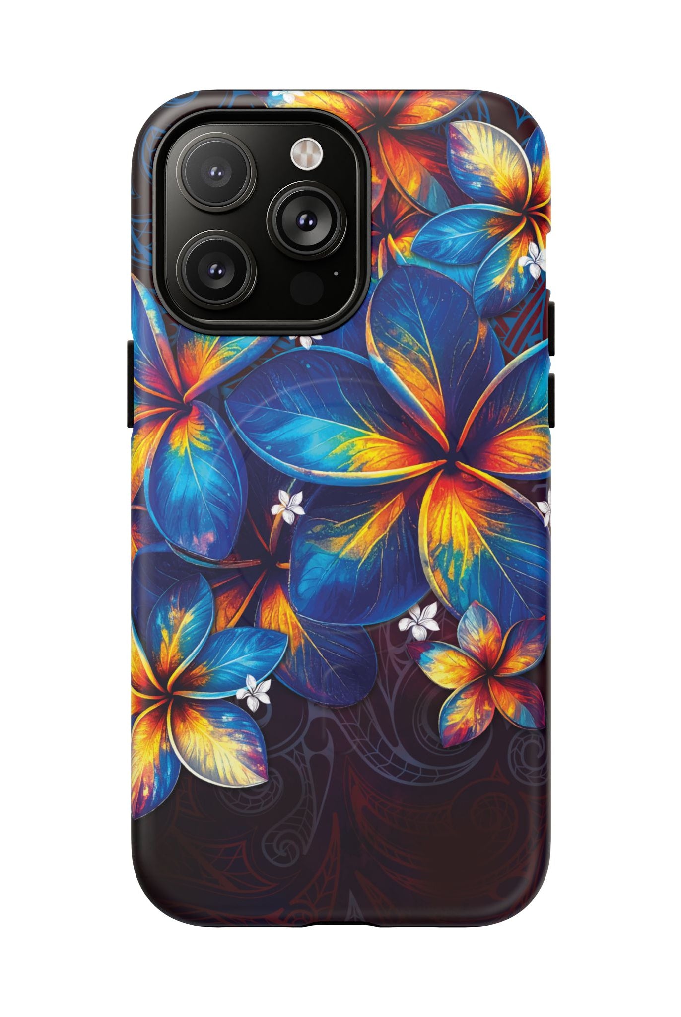 Nohea Twilight MagSafe iPhone Case iPhone 14 Pro Max Matte - Hawaiian Blue Orange Plumeria Twilight Design - The Local Banyan