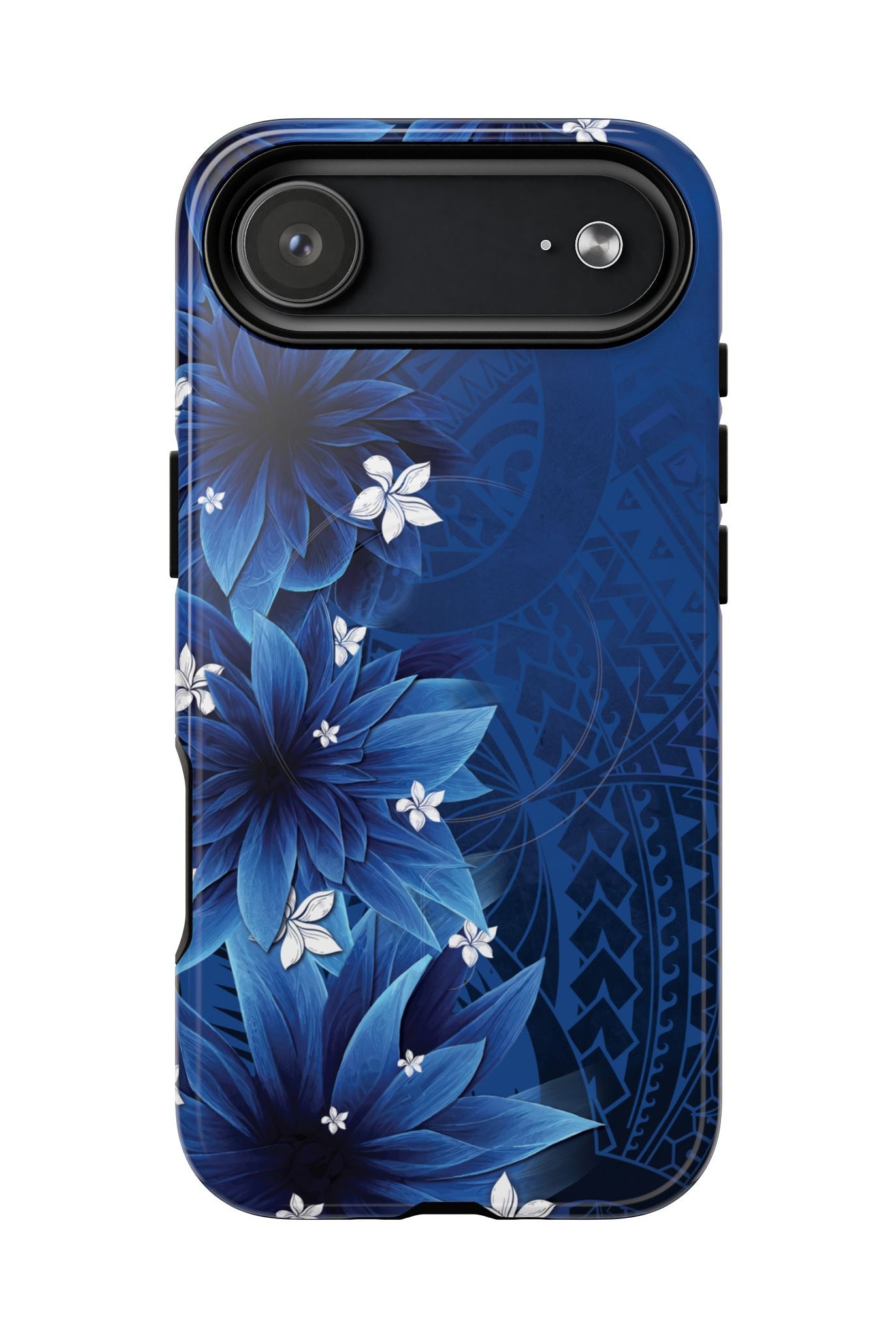 Hoku Pua MagSafe iPhone Case Detail View - Hawaiian Blue Star Flower Polynesian Design Close Up - The Local Banyan