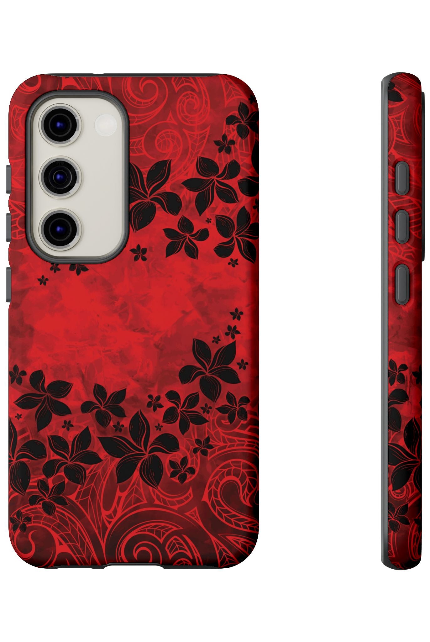 Keahi Pua Tough Samsung Galaxy Case Side View - Dual Layer Drop Protection Hawaiian Phone Case - The Local Banyan