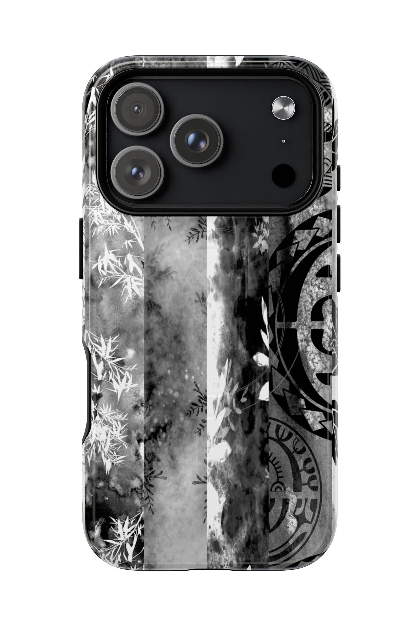 Monochrome Oasis MagSafe iPhone Case Side View - Dual Layer Drop Protection Hawaiian Phone Case - The Local Banyan
