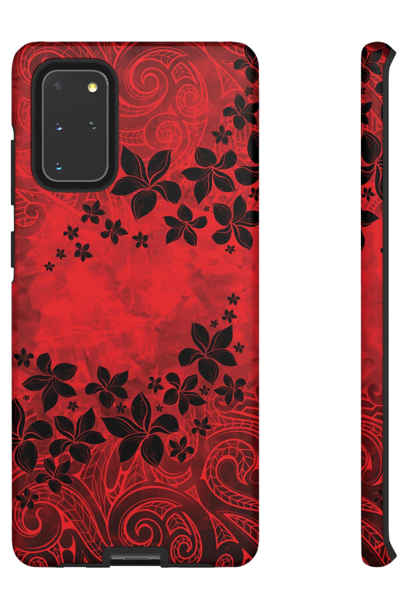 Keahi Pua Tough Samsung Galaxy Case Samsung Galaxy S20+ Matte - Hawaiian Fire Flower Red Tribal Floral Design - The Local Banyan