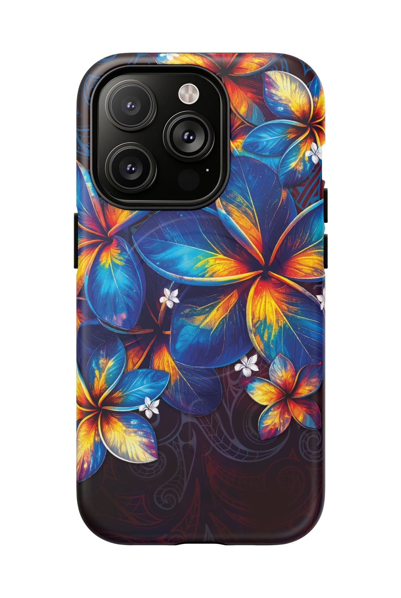 Nohea Twilight MagSafe iPhone Case iPhone 14 Pro Matte - Hawaiian Blue Orange Plumeria Twilight Design - The Local Banyan