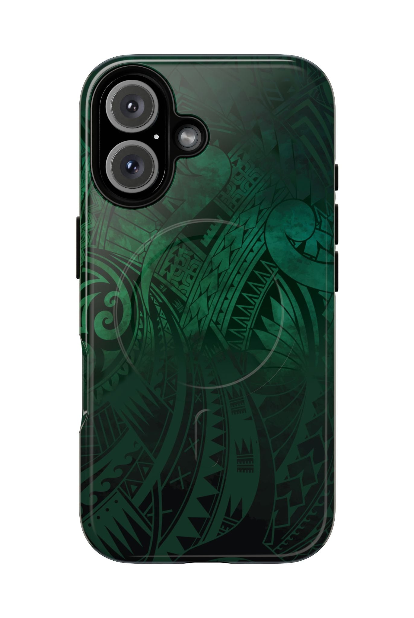 Nahele Spirit MagSafe iPhone Case iPhone 16 Glossy - Hawaiian Forest Green Polynesian Tribal Design - The Local Banyan