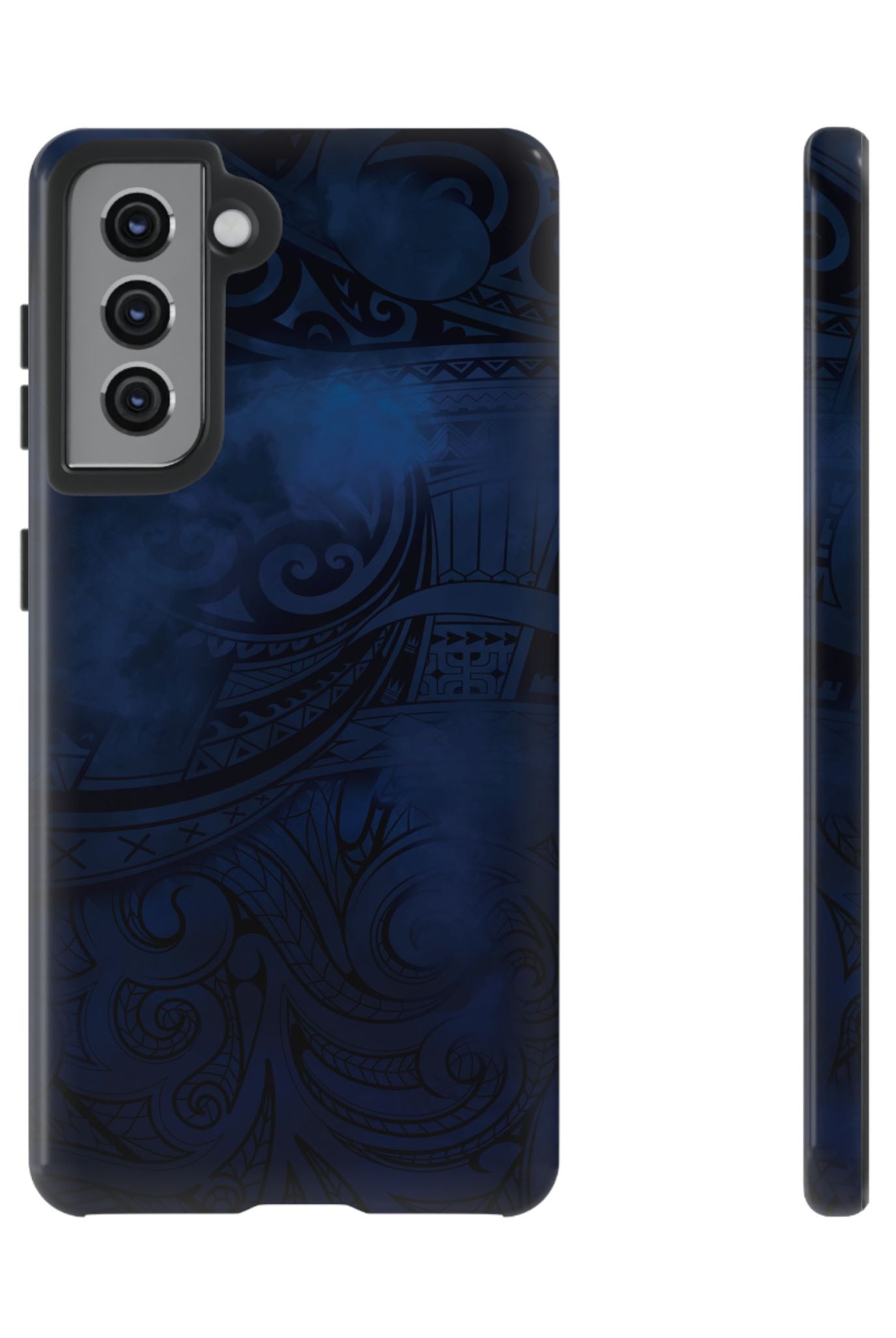 Midnight Essence Tough Samsung Galaxy Case Samsung Galaxy S21 Glossy - Hawaiian Midnight Navy Polynesian Tribal Design - The Local Banyan