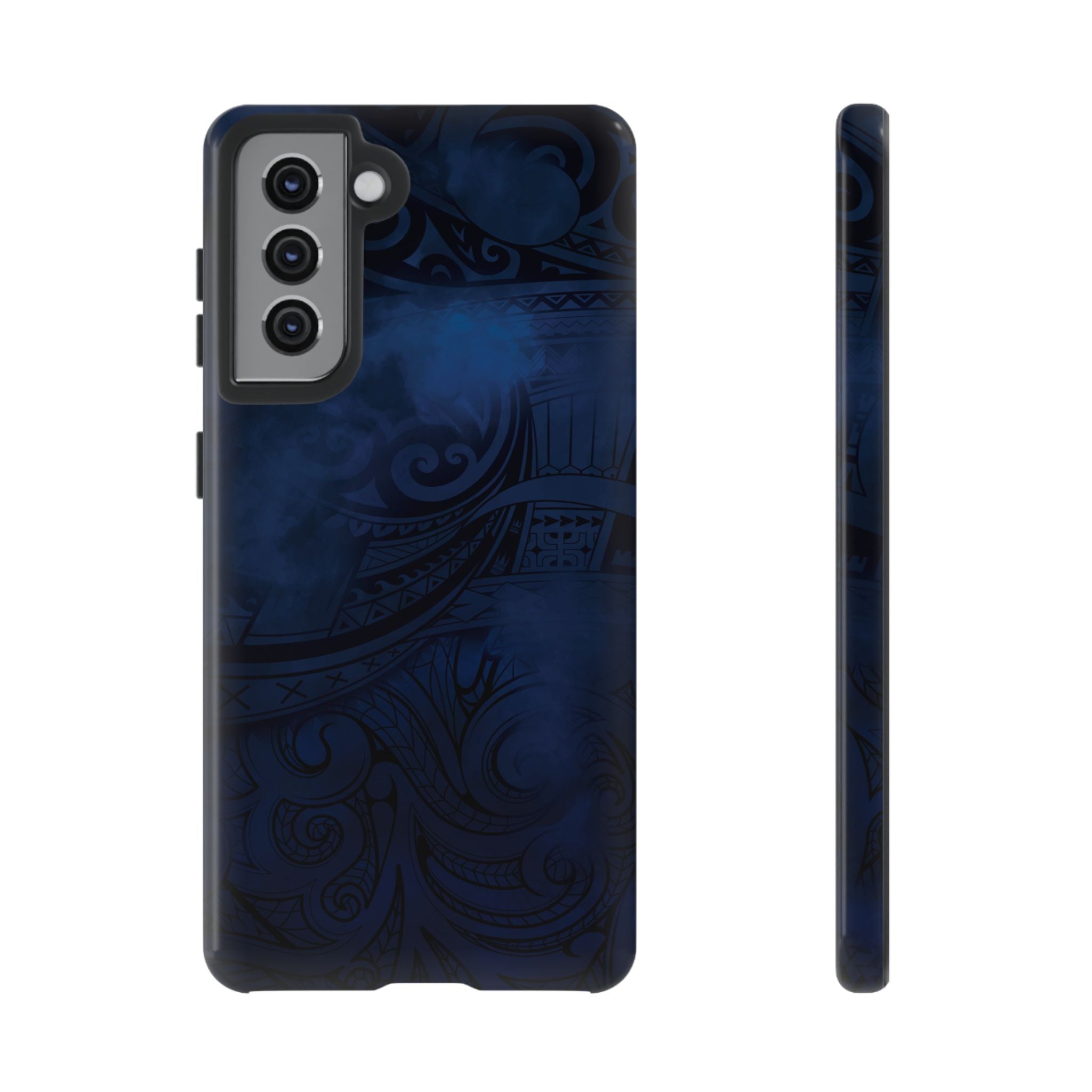 Midnight Essence Tough Samsung Galaxy Case Samsung Galaxy S21 Glossy - Hawaiian Midnight Navy Polynesian Tribal Design - The Local Banyan
