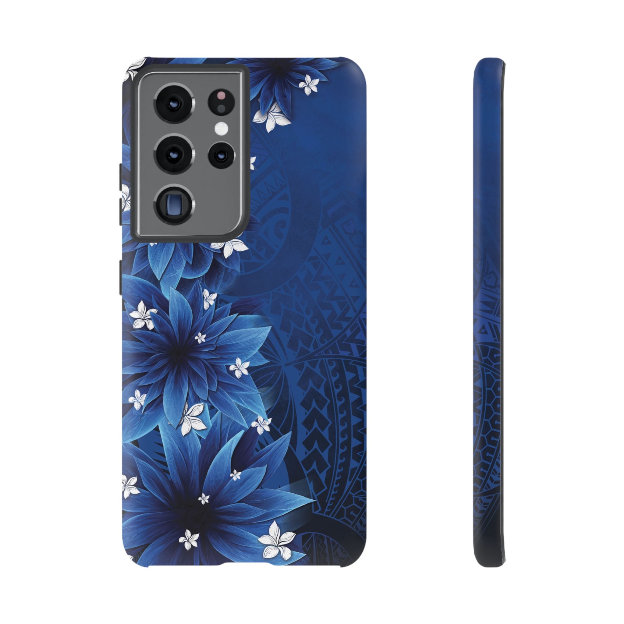 Hoku Pua Tough Samsung Galaxy Case Samsung Galaxy S21 Ultra Matte - Hawaiian Blue Star Flower Polynesian Design - The Local Banyan