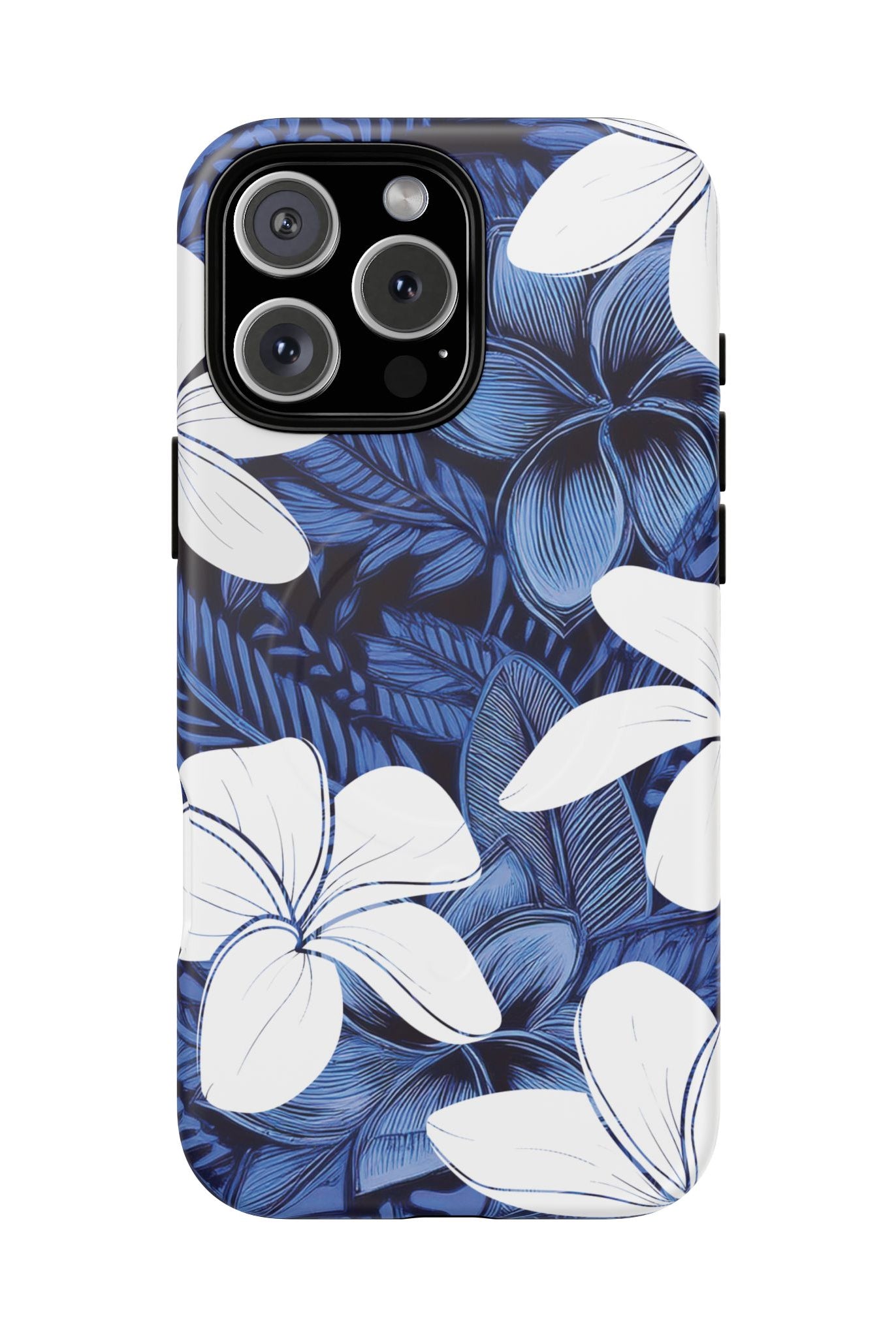 Eternal Blue Plumeria MagSafe iPhone Case iPhone 16 Pro Max Matte - Hawaiian Blue Plumeria Ocean Floral Design - The Local Banyan